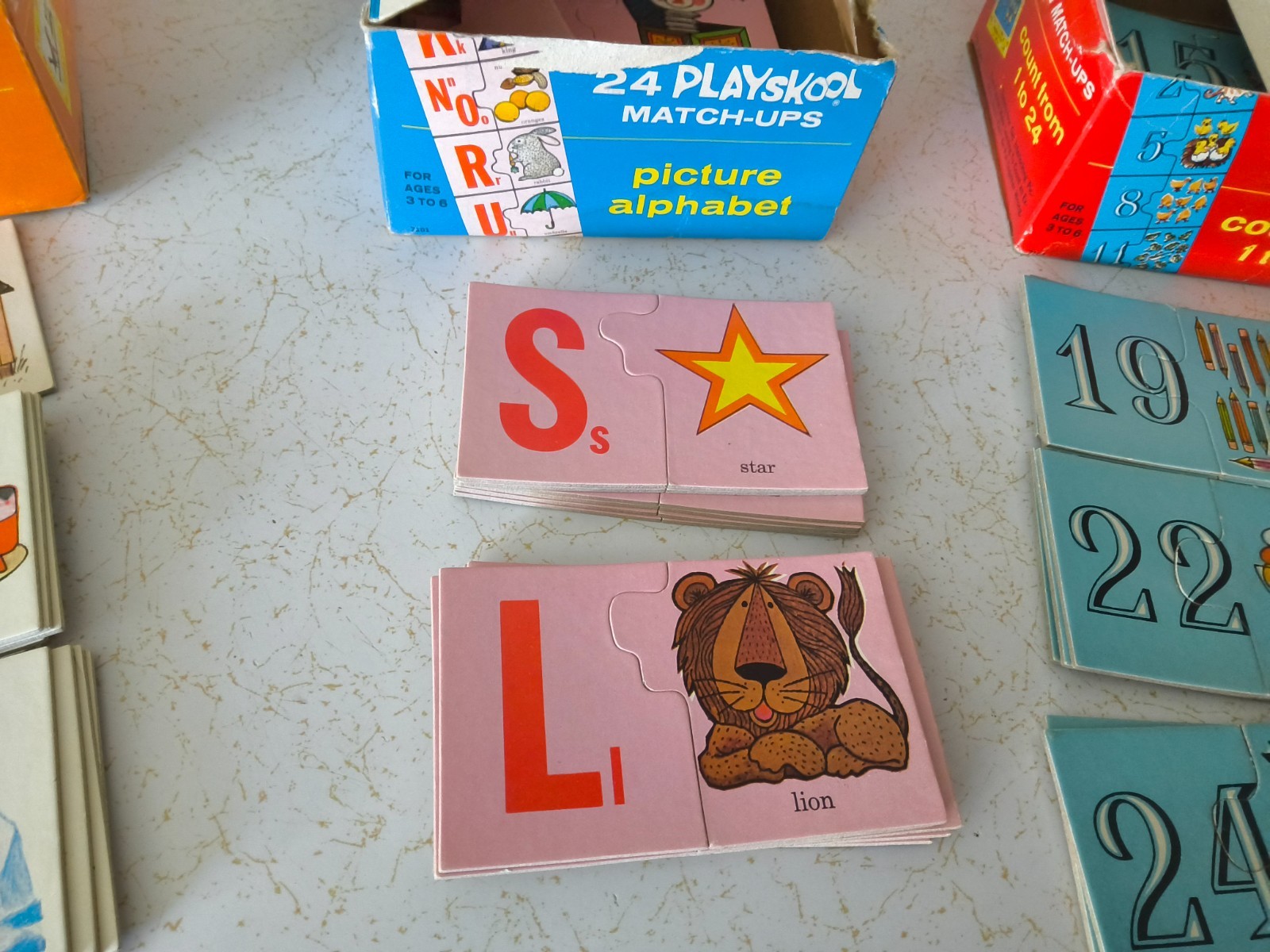 1964 Playskool Puzzle Match-Ups COUNT, ANIMAL HOMES, ALPHABET