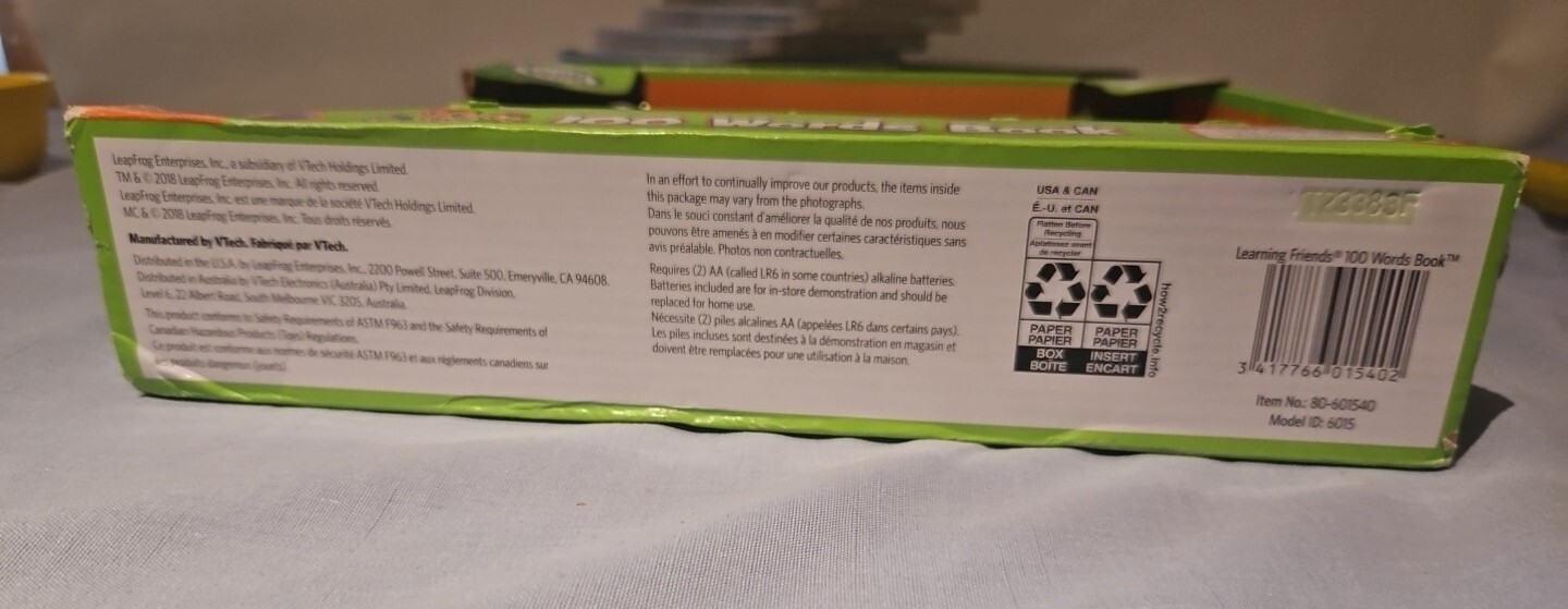 LEAPFROG LEARNING FRIENDS 100 WORDS BILINGUAL ELECTRONIC BOOK New