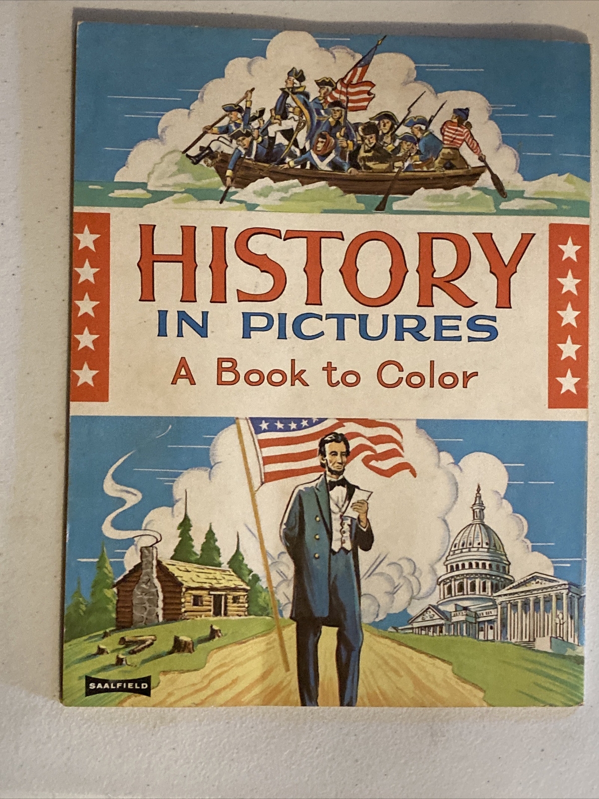 Vintage History in Pictures – A Book to Color Saalfield Publishing 1964 Coloring