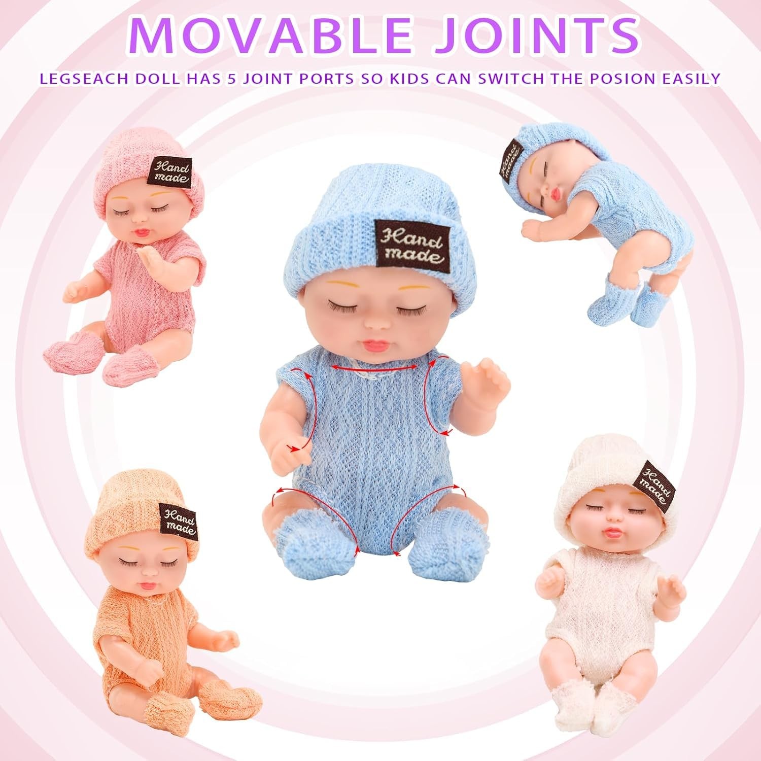 Lifelike Realistic Mini Baby Doll Toys, 8 Pcs 4 Inches Small Reborn Babies Do…