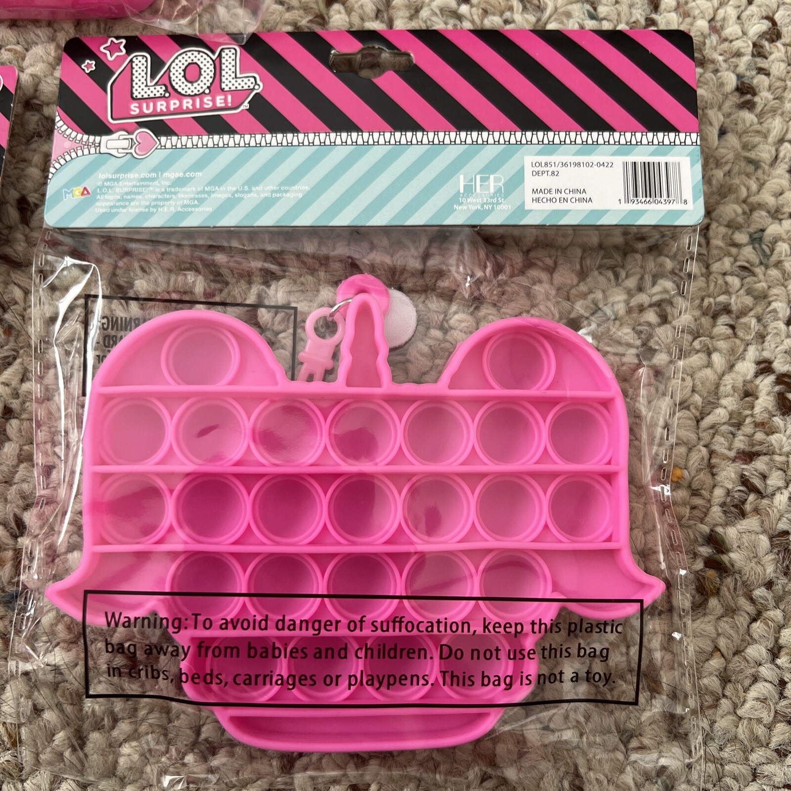 LOL Surprise Popper Fidget Keychain New In Package Large 5” Keychains Set Of 3