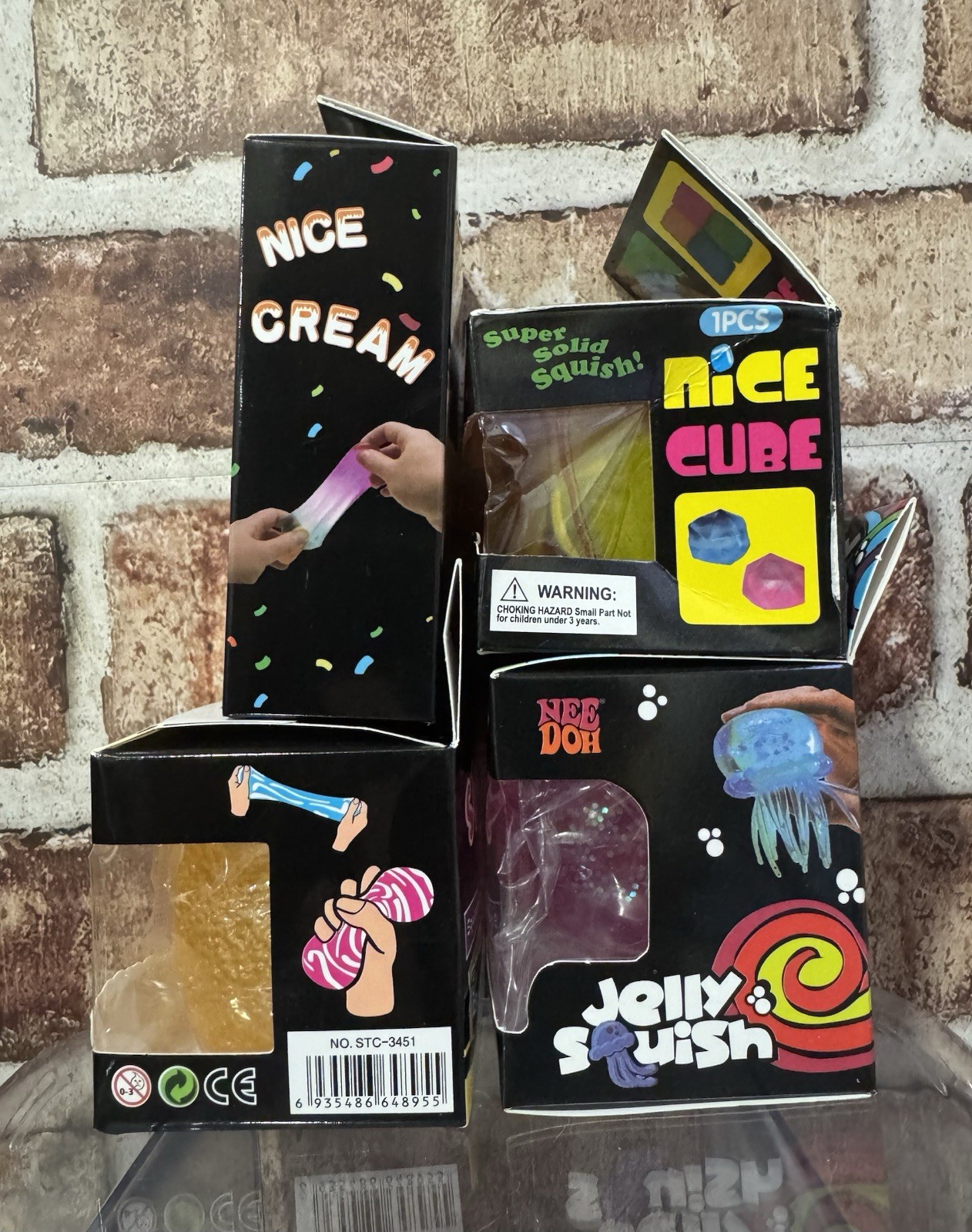 4 Pack Bundle Nice Cream Cube Gum Drop Jellyfish Inspired SquishSlowRise Fidget