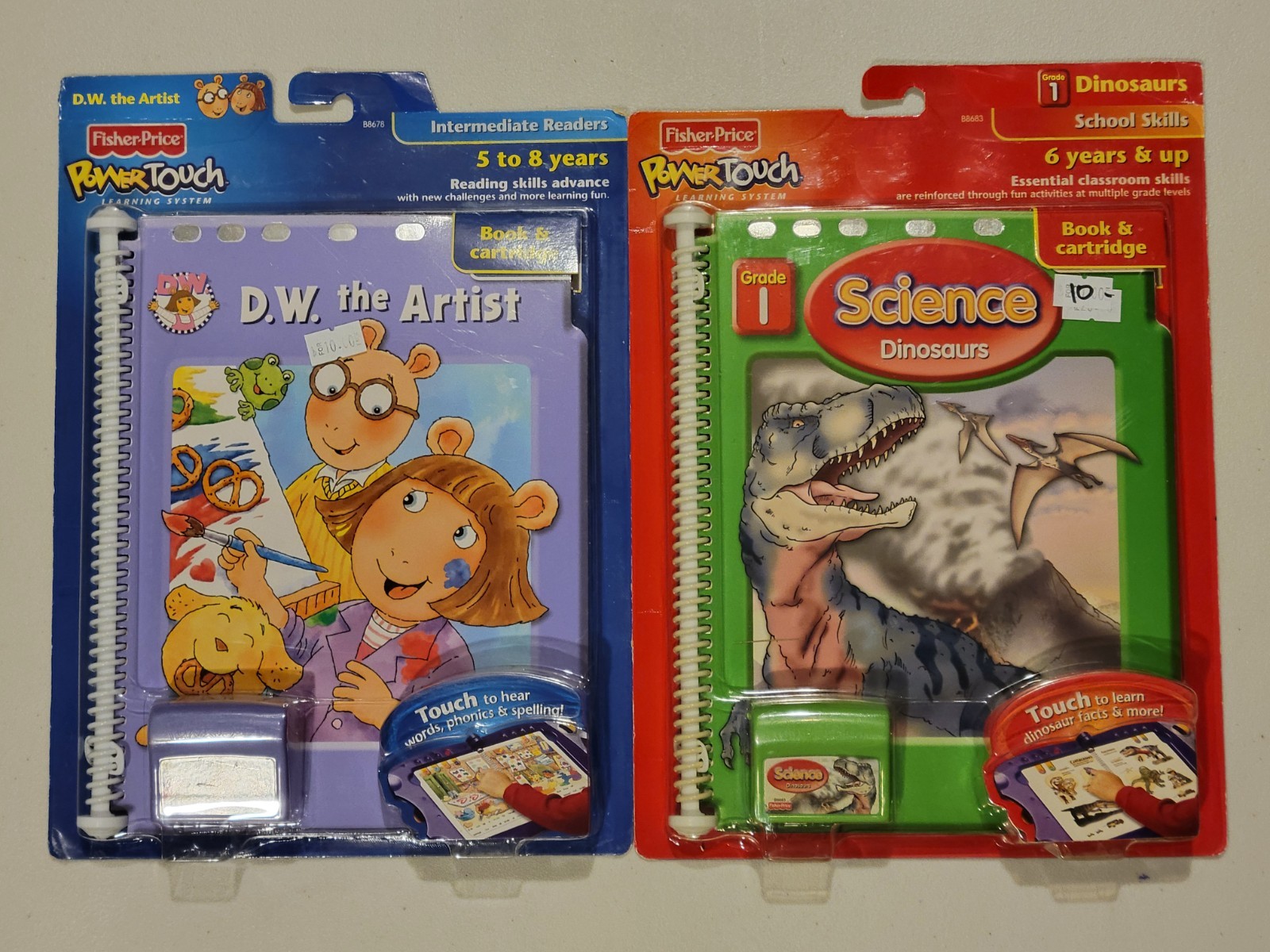 Lot of (2) Arthur & Dinosaurs Fisher Price Power Touch Books – 5-8 Science – NEW