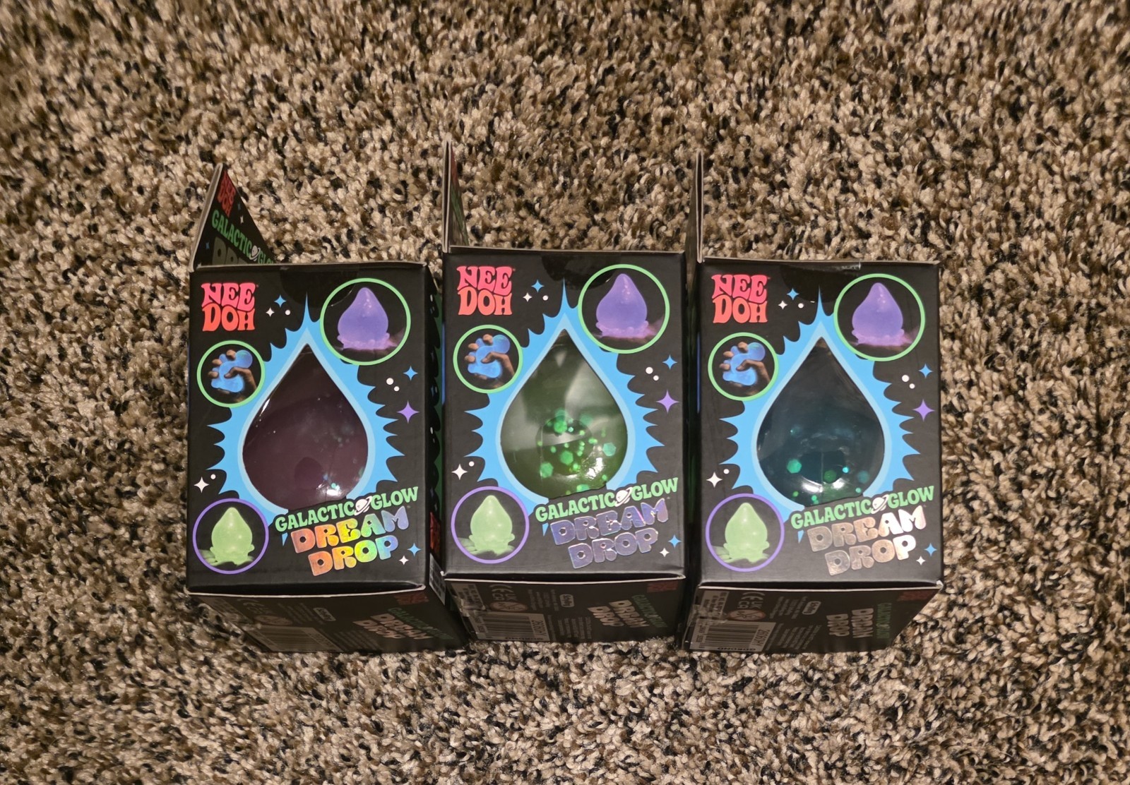 NeeDoh Galactic Dream Drop Lot Of 3-Green, Blue and Pink NIB Extremely Rare! 🔥