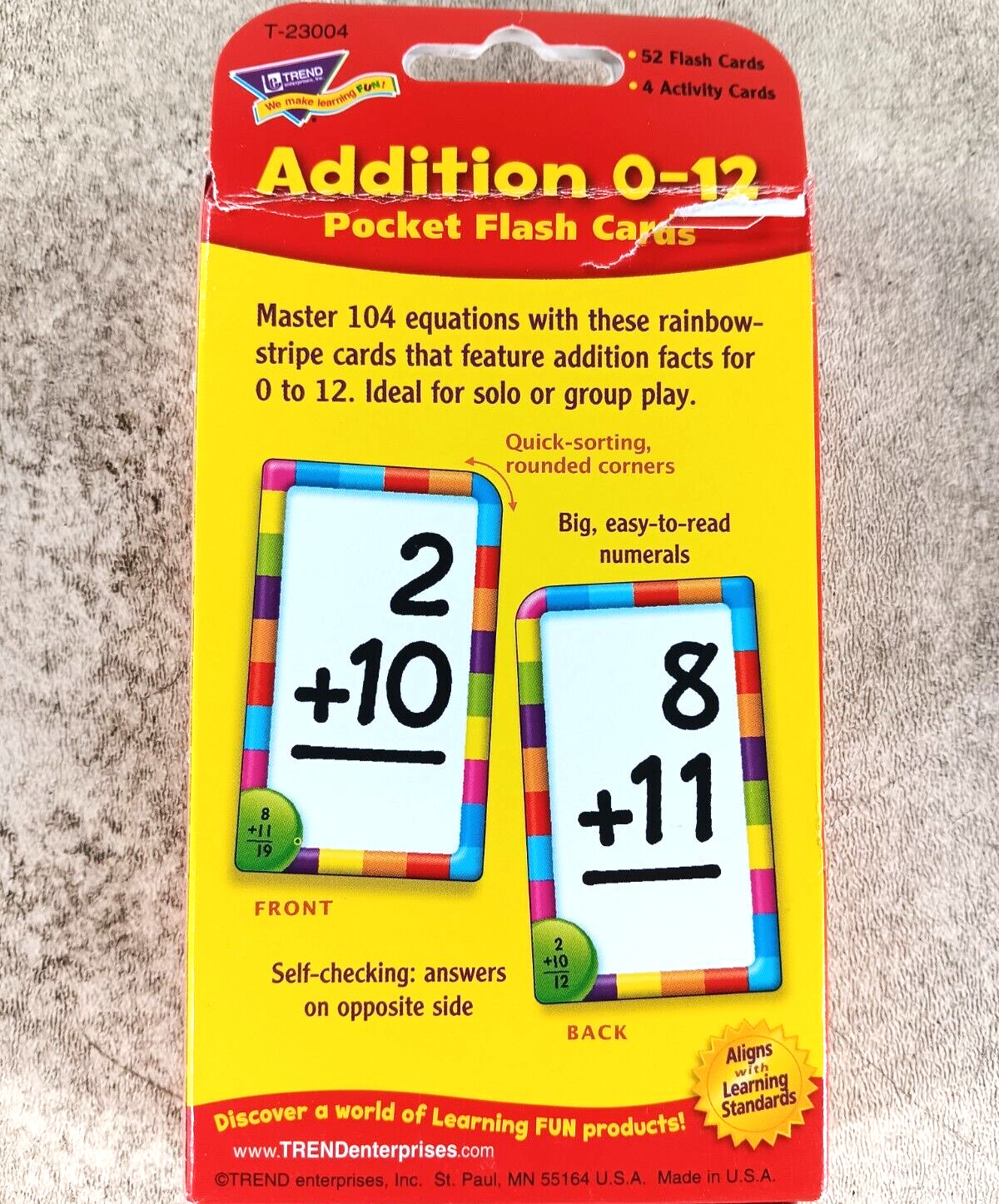 TREND Addition 0-12 Pocket Flash Cards T-23004 UPC 078628230048