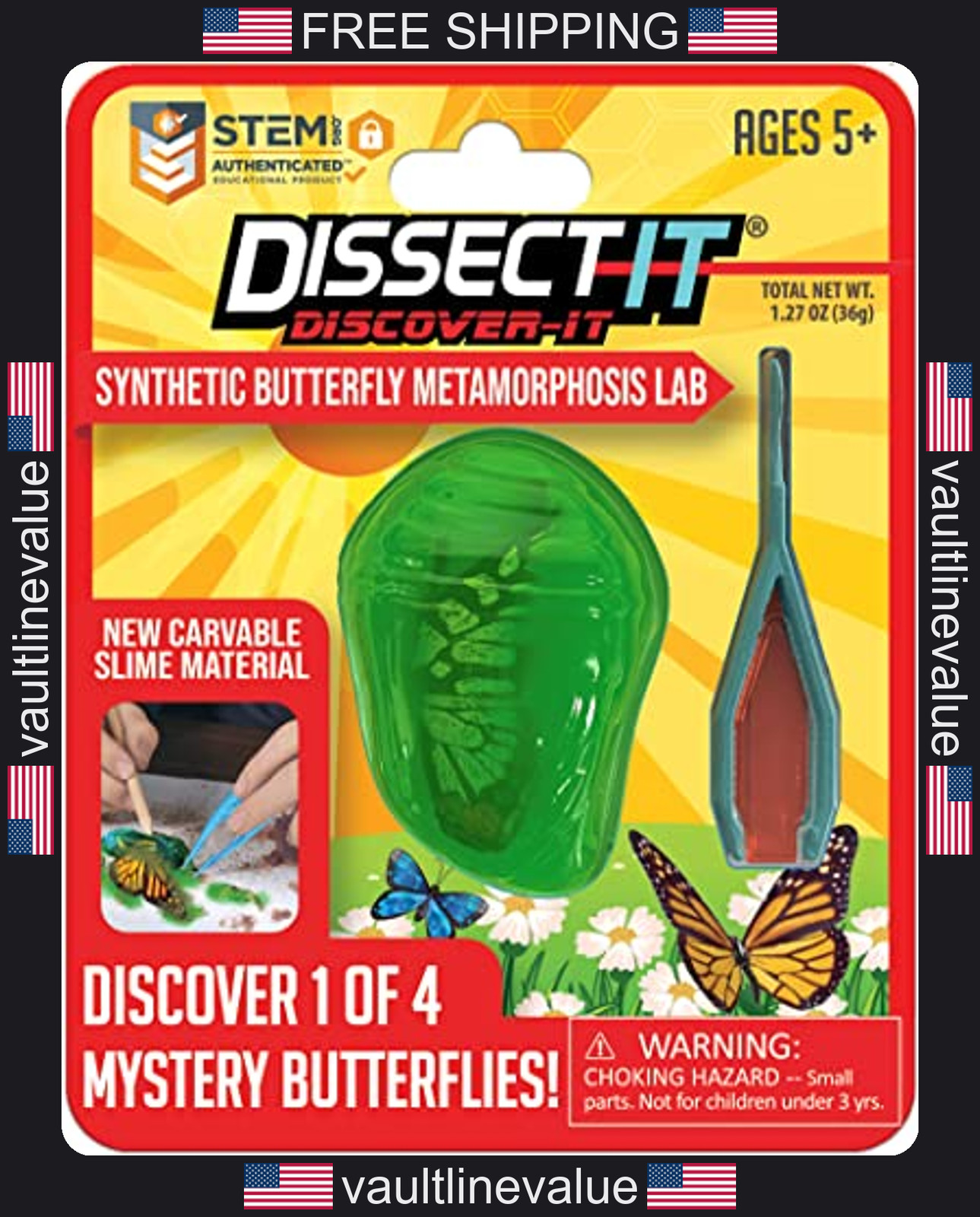 Discover-It Butterfly Metamorphosis Dissection Kit Kids STEM Science Ages 5+