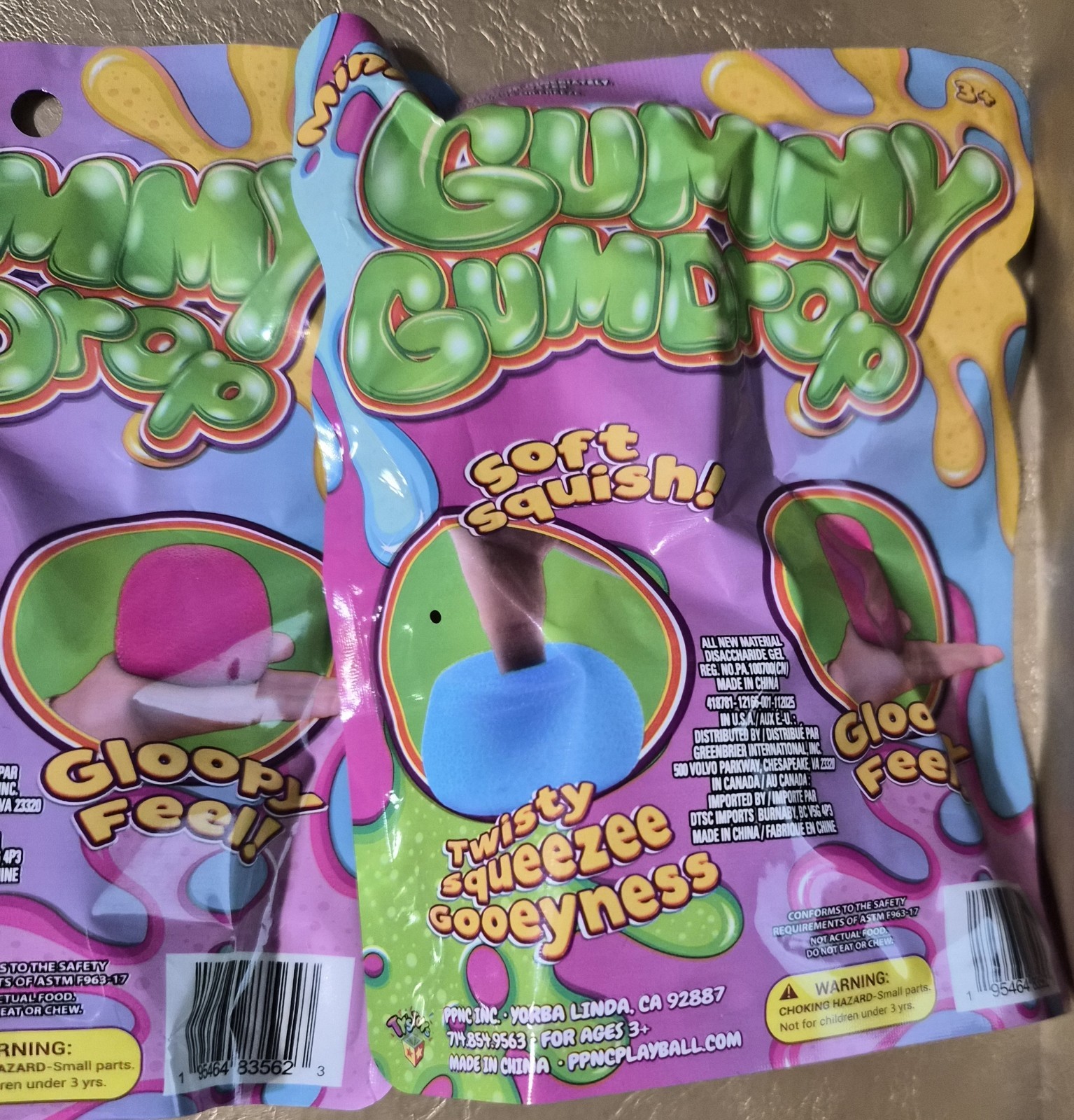 GUMMY GUMDROPS SOFT SQUISH TOYS LOT OF 4 FULLSIZE 2.5 INCHES EACH PPNC NEW