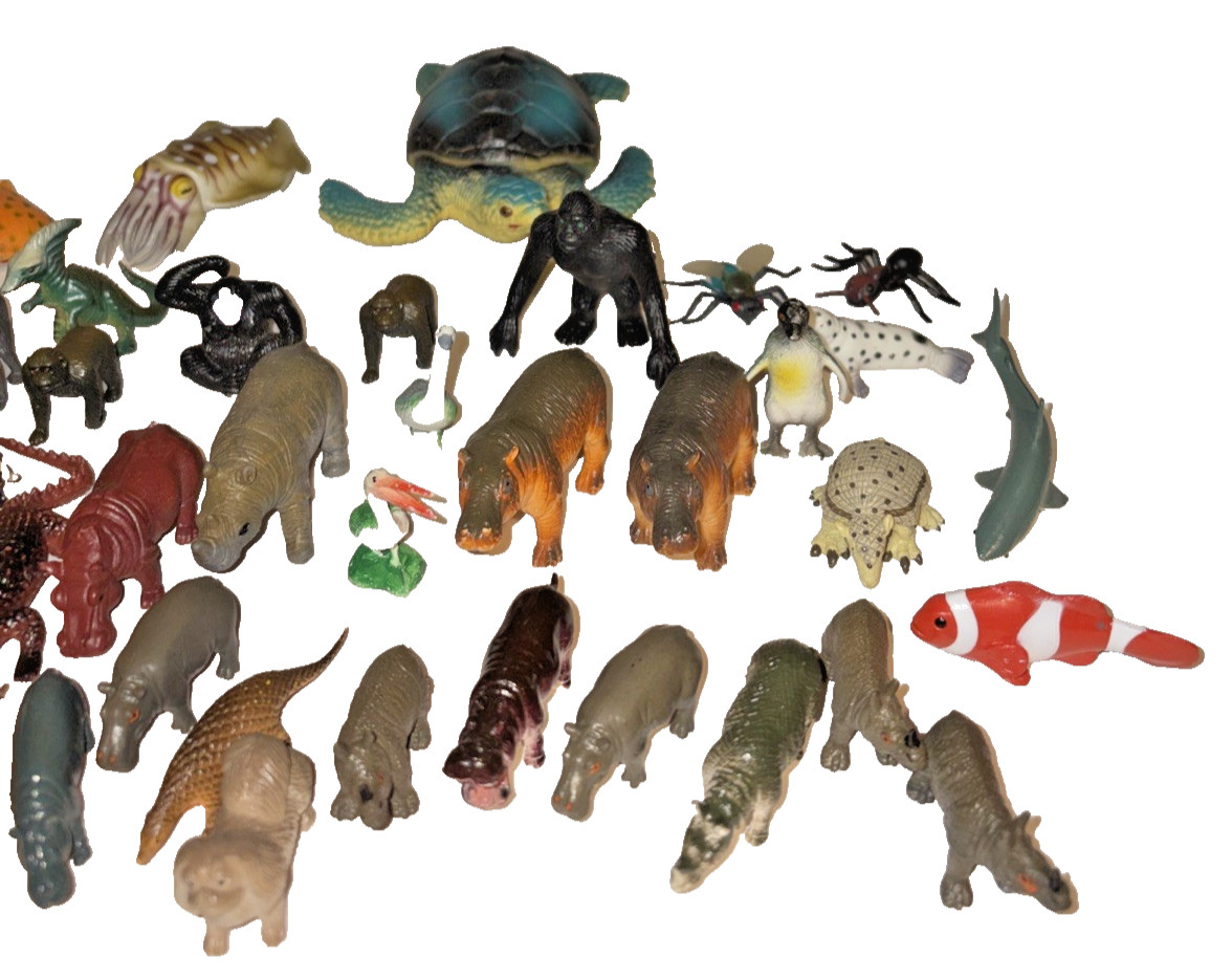 Animal Figures Toys Plastic and Rubber Lot of 53 China Mixed Sizes 1990s Vintage