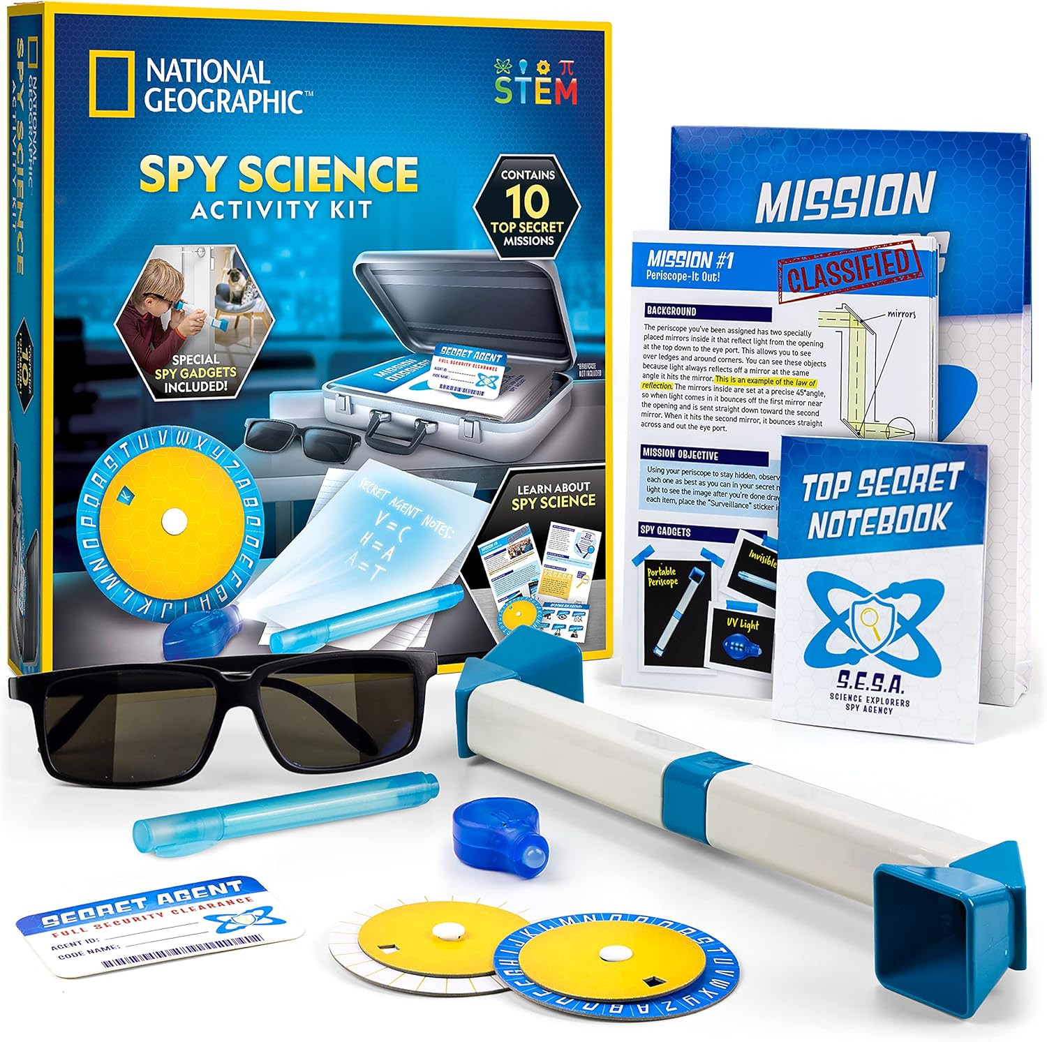 NATIONAL GEOGRAPHIC Spy Science Kit – Kids Spy Activity Set, Complete 10 Secret