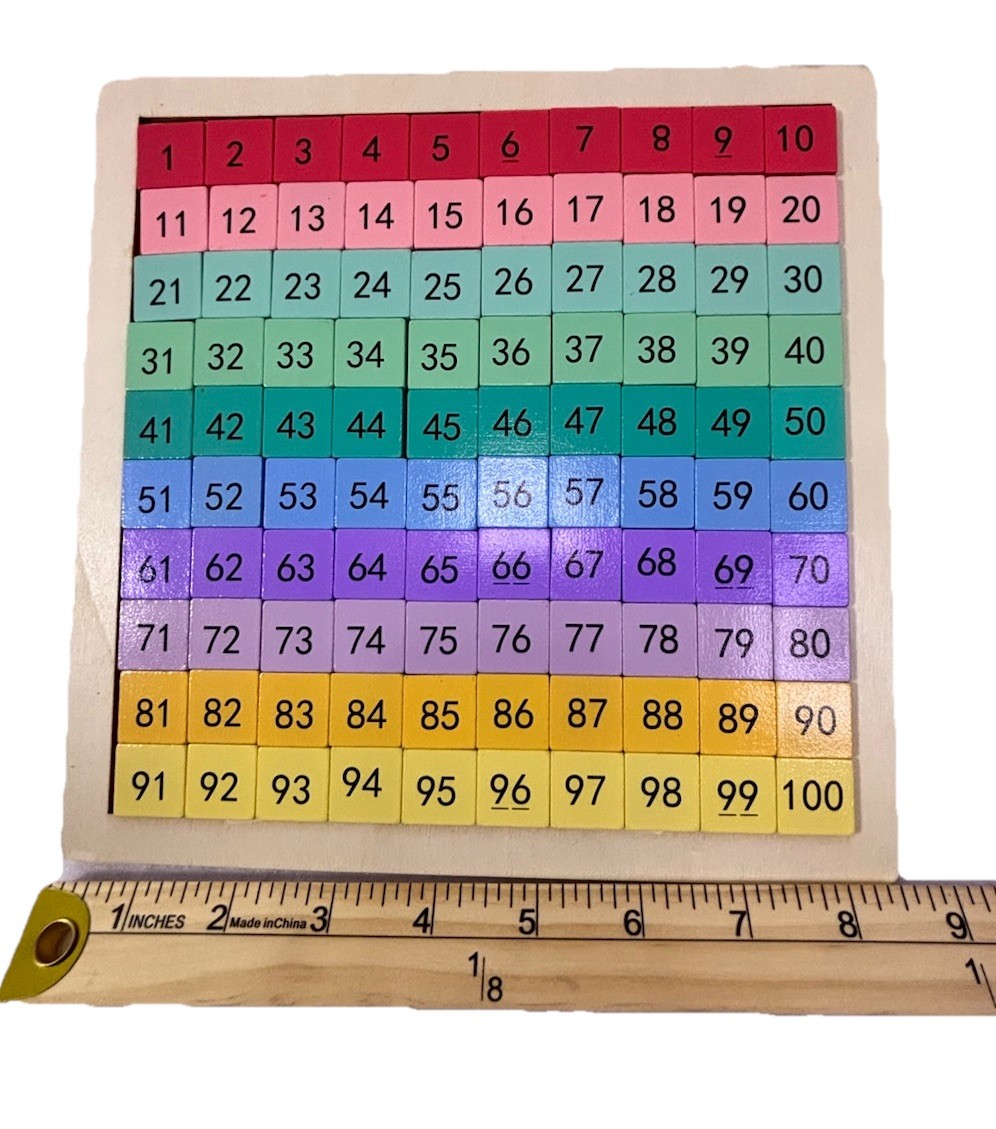 Wooden Montessori Math Counting Hundred Board Toys, 1-100 Zippered Case