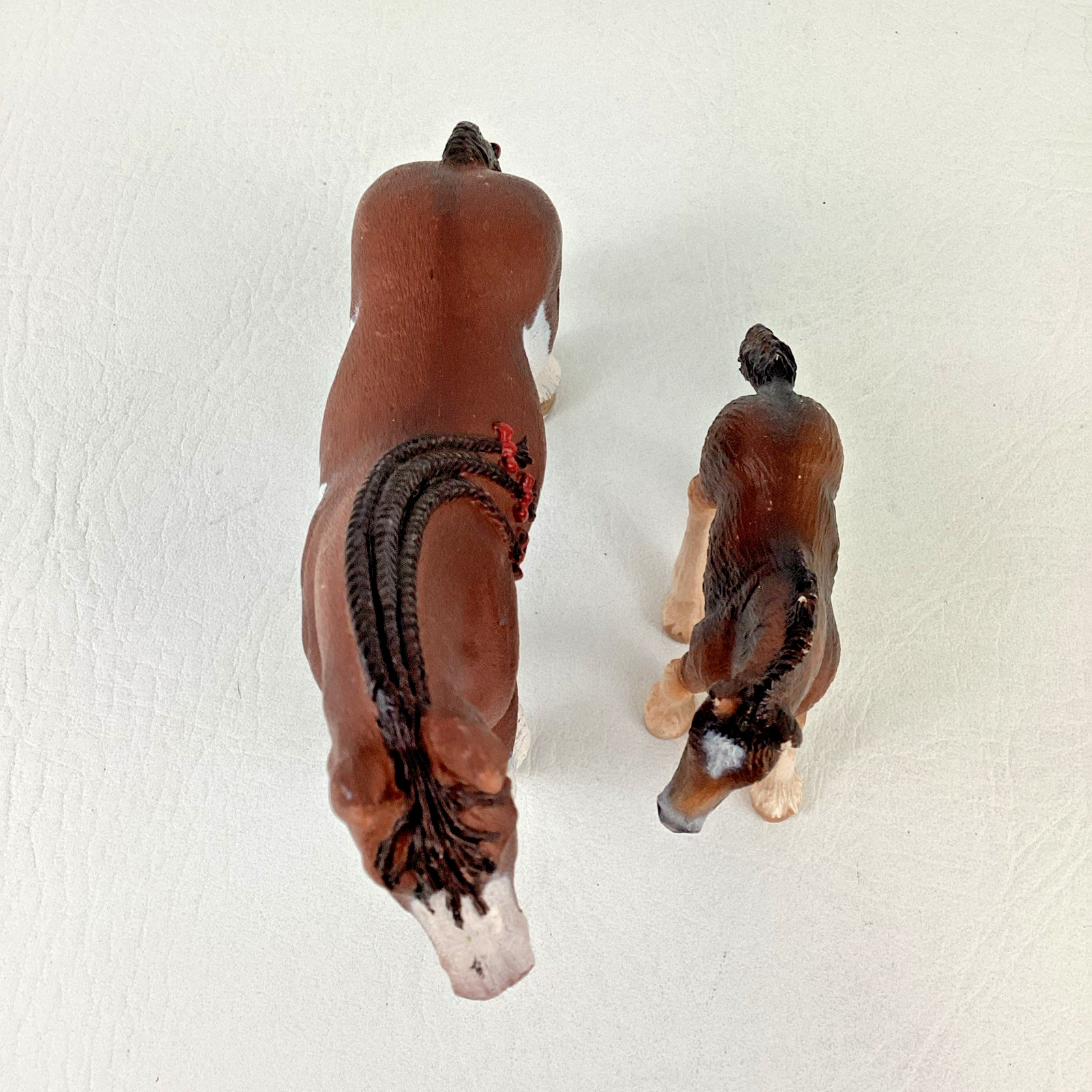 Schleich Horse Clydesdale Mare Red Bows Draft Foal Realistic Animal Figure Lot