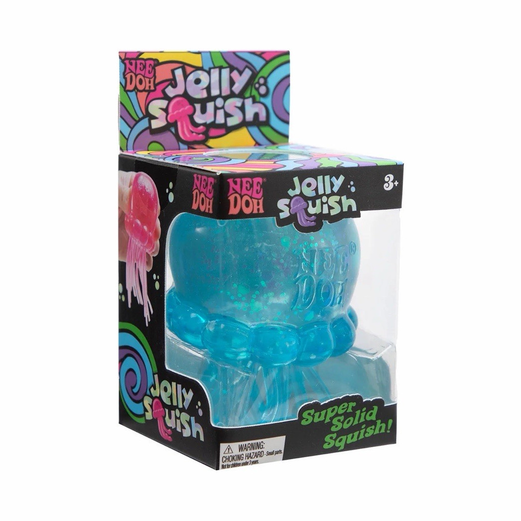 NeeDoh Jelly Squish Jellyfish Tactile Squeeze Sensory Toy, Blue,