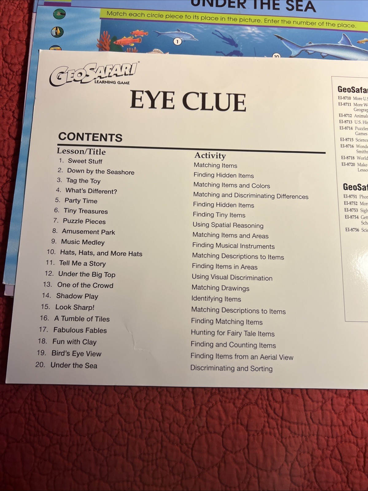Geosafari Learning Game Eye Clue Visual Discrimination -Complete EI-8763 Ages 6+