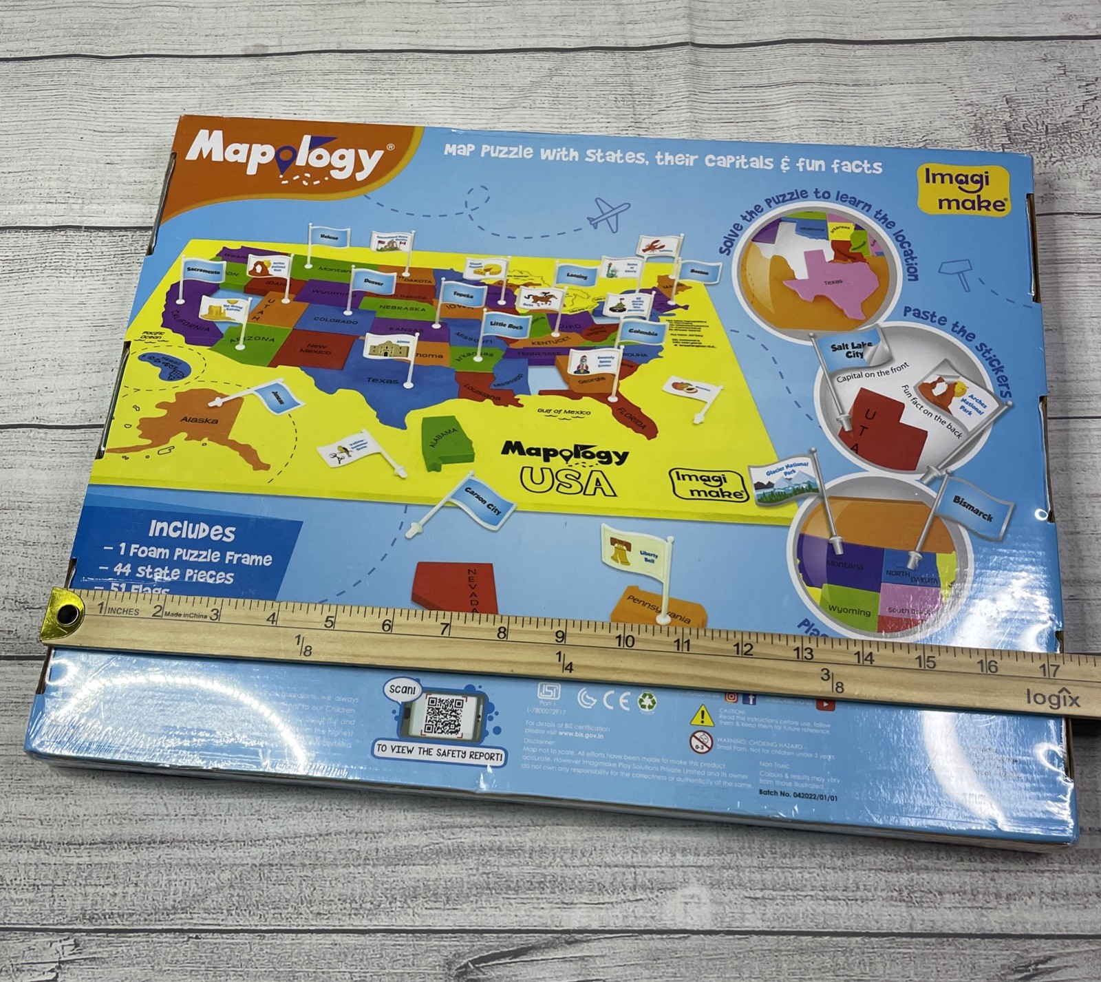 Mapology USA States with Their Capitals, Foam Jigsaw Puzzle & Flags Sealed New!