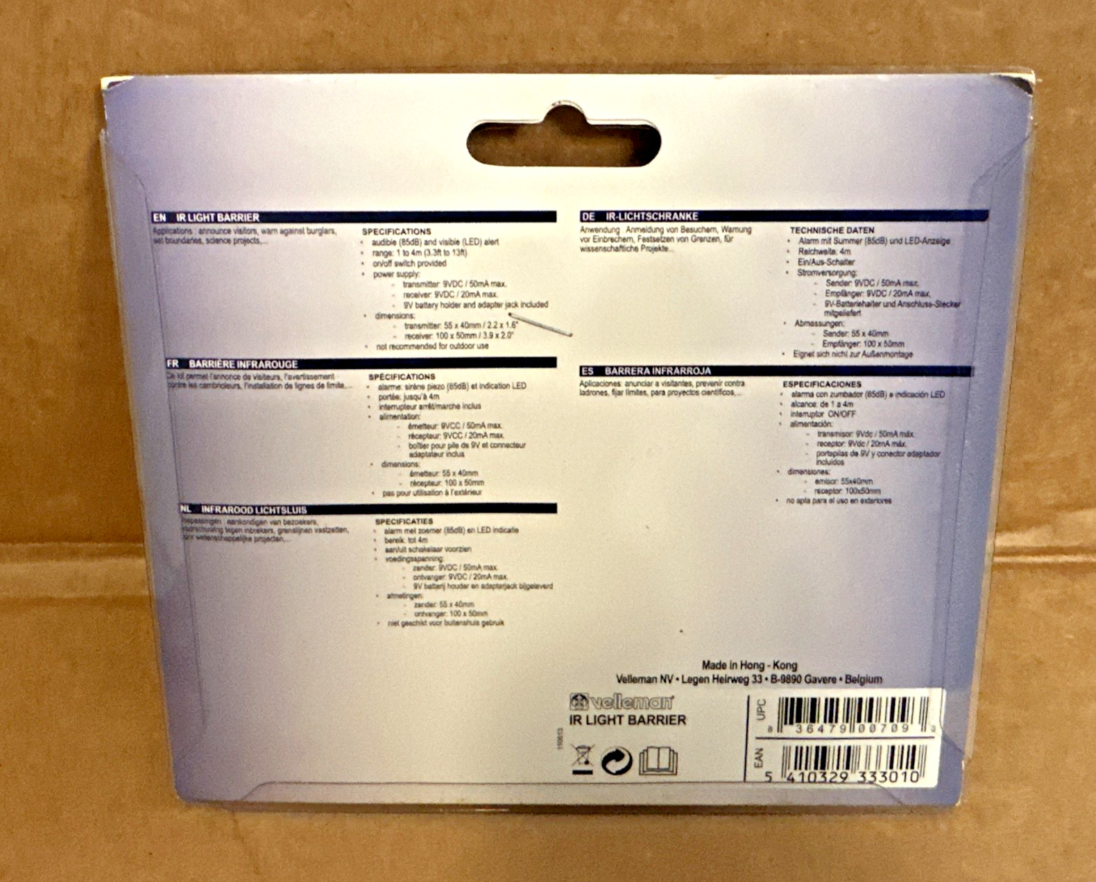 Velleman Kit IR Light Barrier (IR Light Barrier MK120) NEW Free Shipping