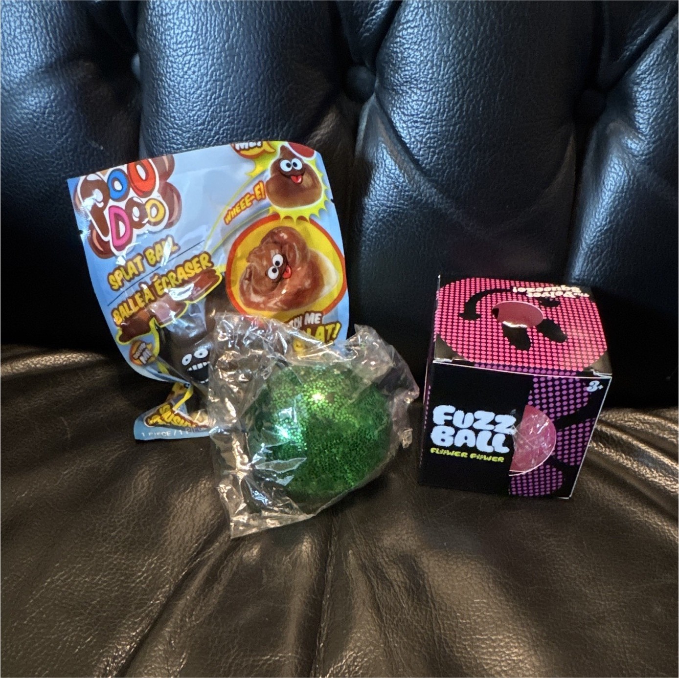 Squishy set Poop Dee Poo Doo Splat Ball & Fuzz Ball Flower Power Squeeze Toy Lot