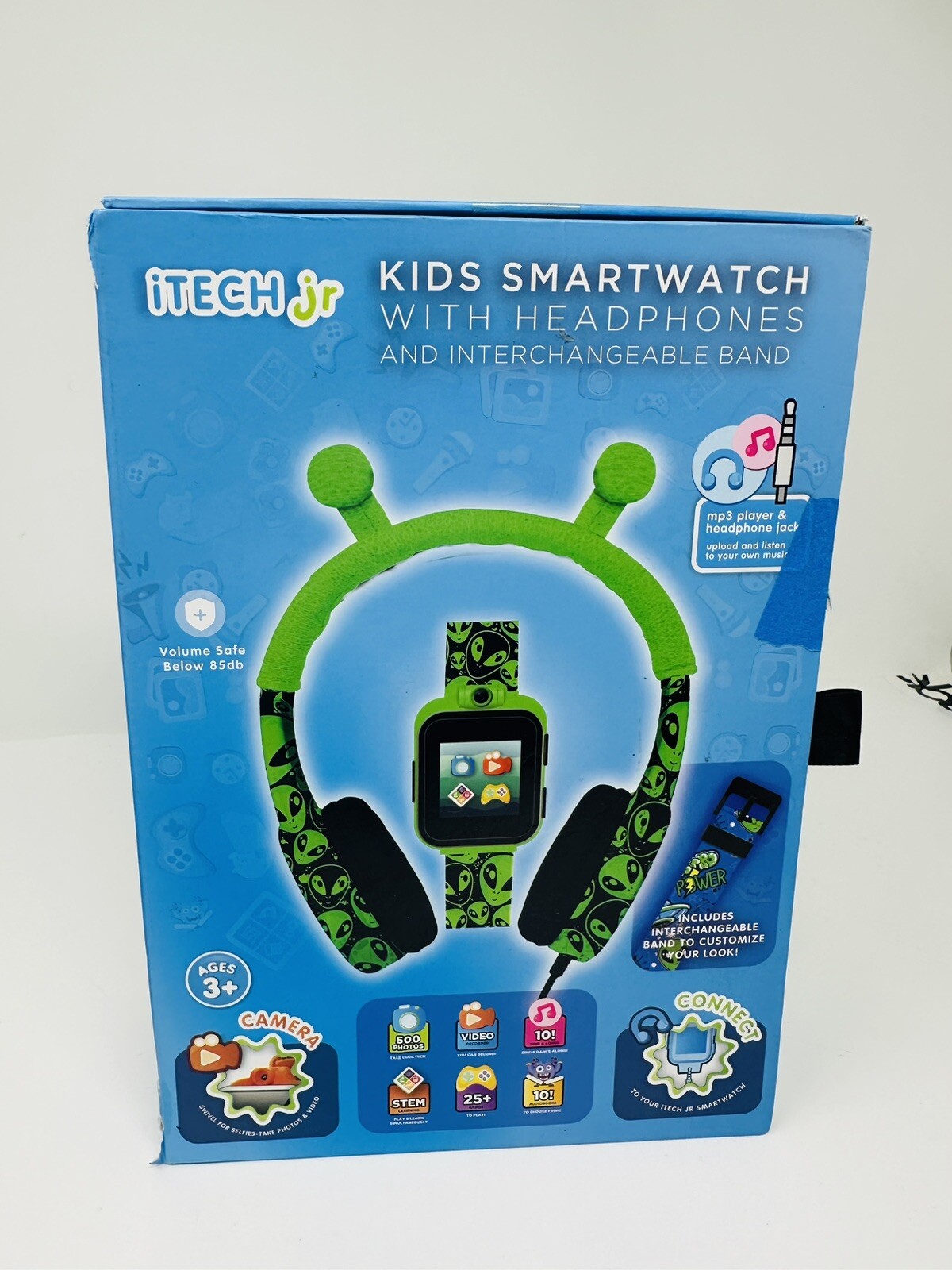 Unisex Kids Smartwatch with Mini Mic, Strap & Headphones – Green Alien( Open Box