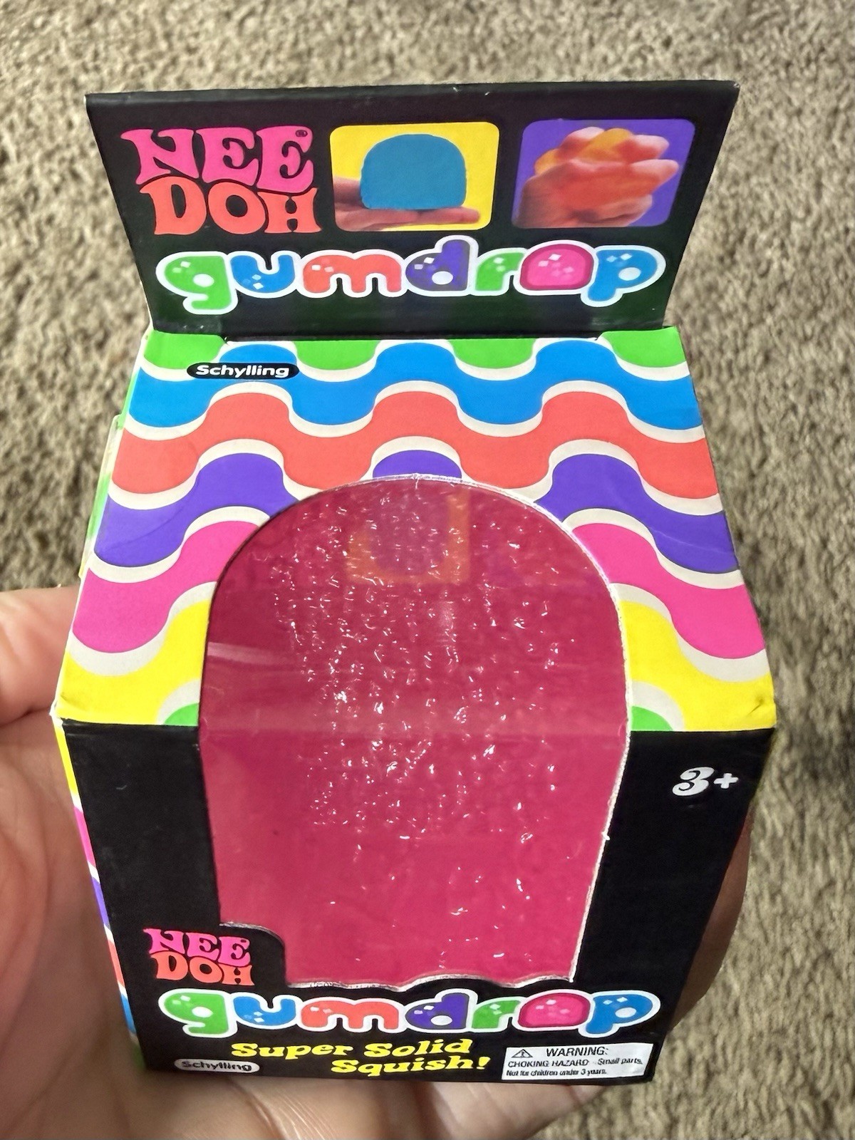 Schylling Nee Doh Gumdrop Super Solid Squish Squeeze Toy, Pink 26075HY