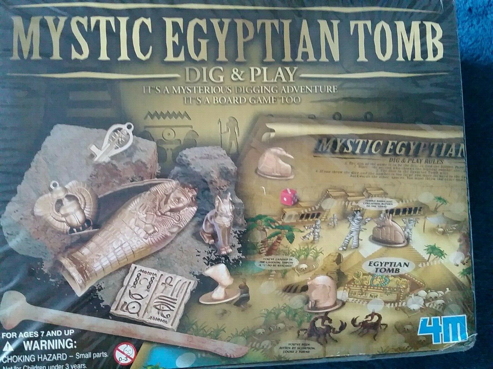 Mystic Egyptian Tomb Dig & Play Board Game Checkers Dice 4M New Sealed Ages 7&Up