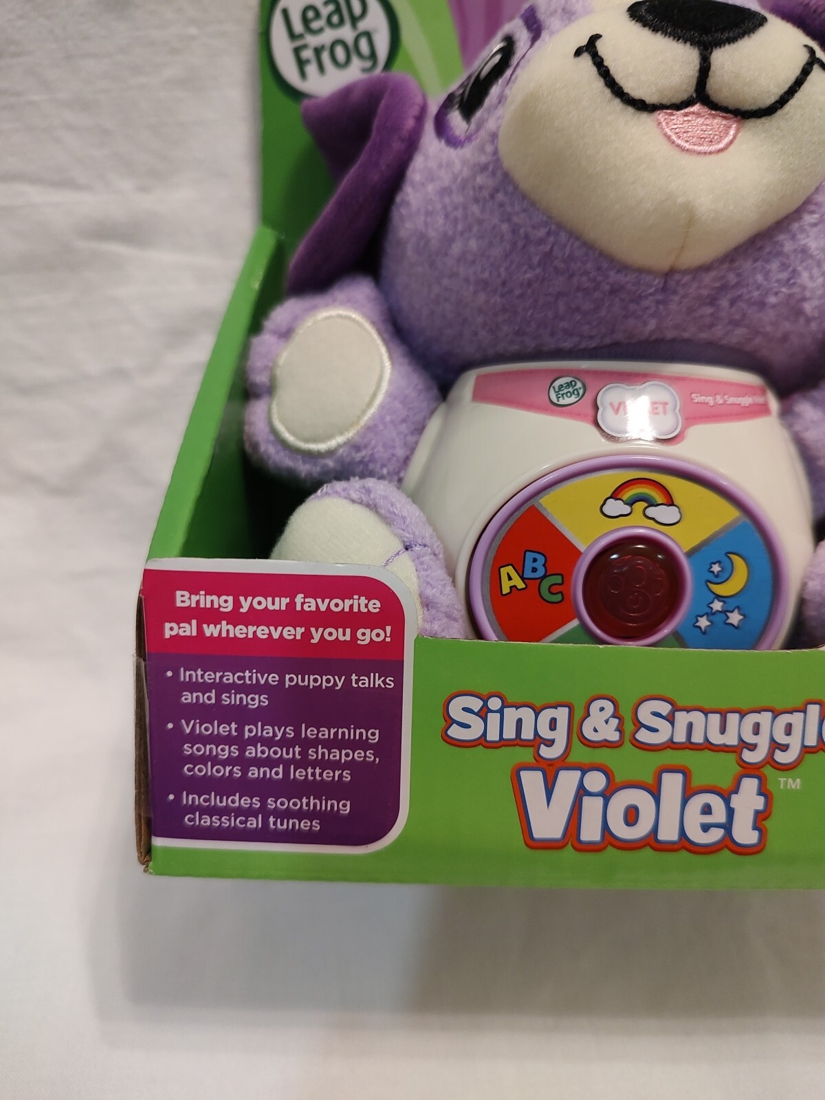 Leap Frog Sing & Snuggle On-The-Go Interactive Plush Puppy 6+ Months VIOLET NEW