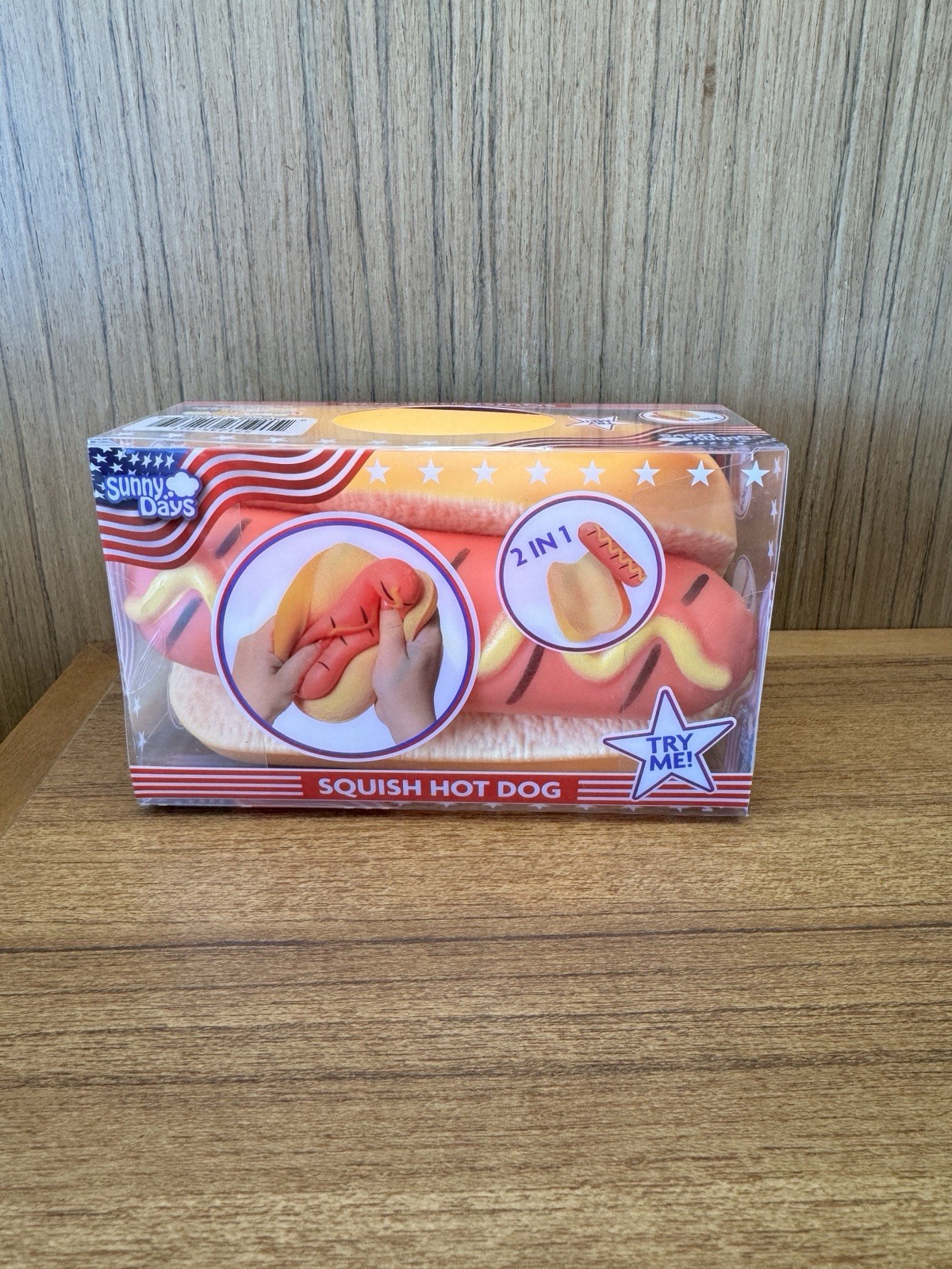 Toymendous Hot Dog Squeeezy Fidget Toy Sunny Days 2-in-1 Hotdog Stress Relief