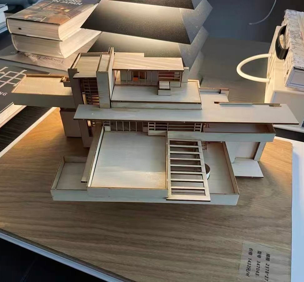 1/75/100 Fallingwater Villa 3D Wooden DIY Building Model Assembly Kits Set Gifts