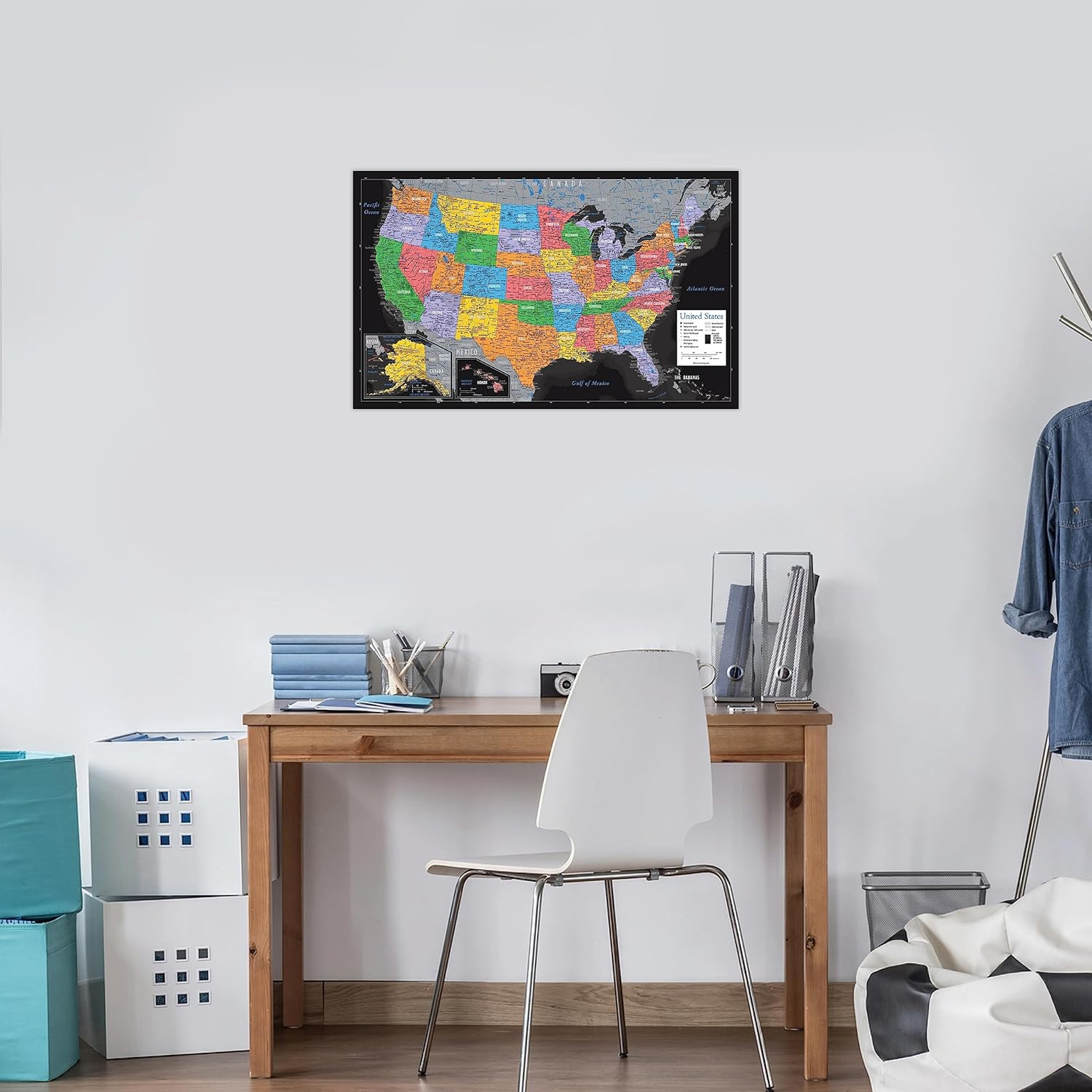 Laminated World Map & US Map Poster Set – 18″ X 29″ – Wall Chart Maps of the Wor