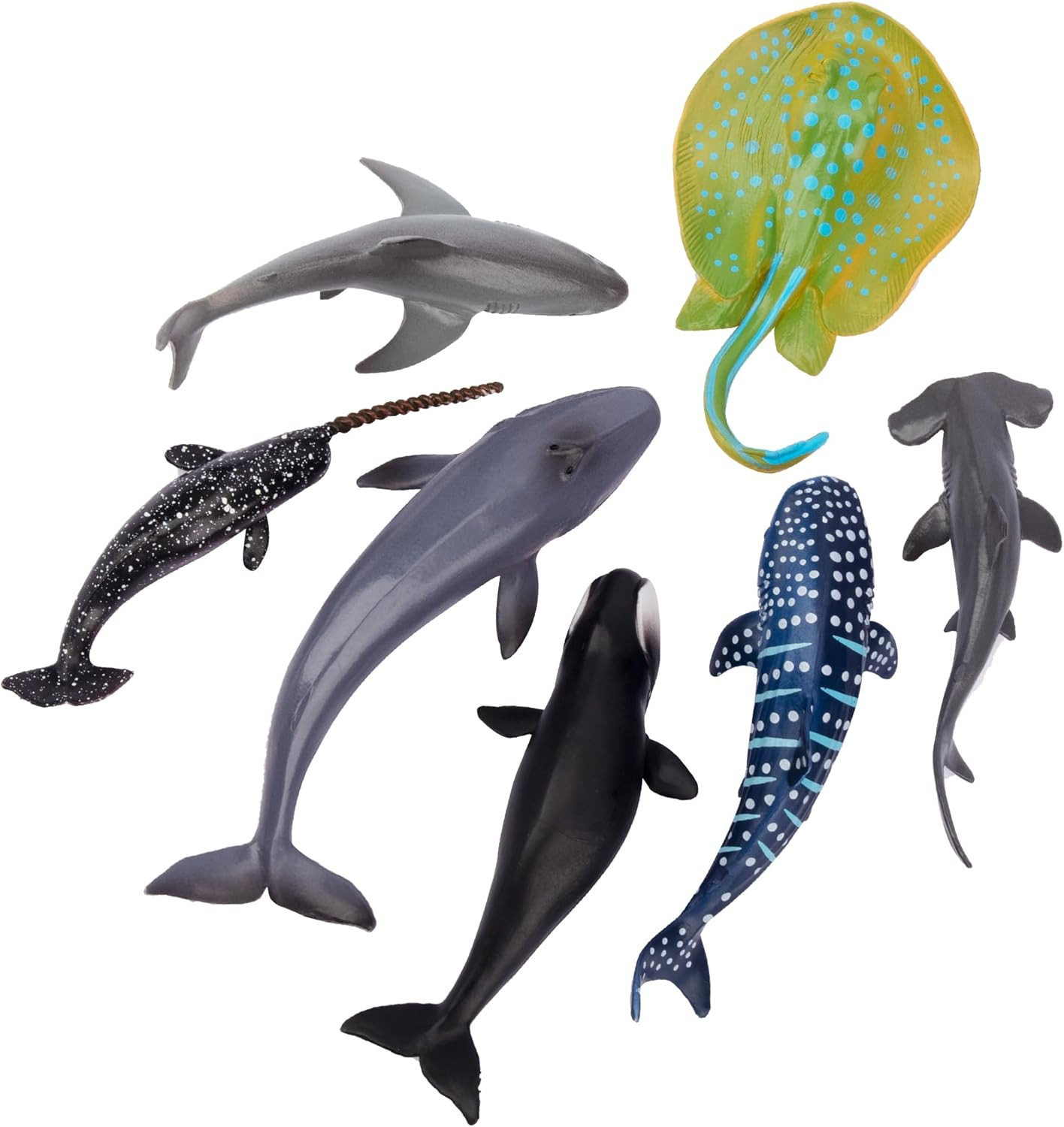 24Pcs Mini Ocean Animal Figurines: Realistic Cake Toppers with Sharks, Whales &