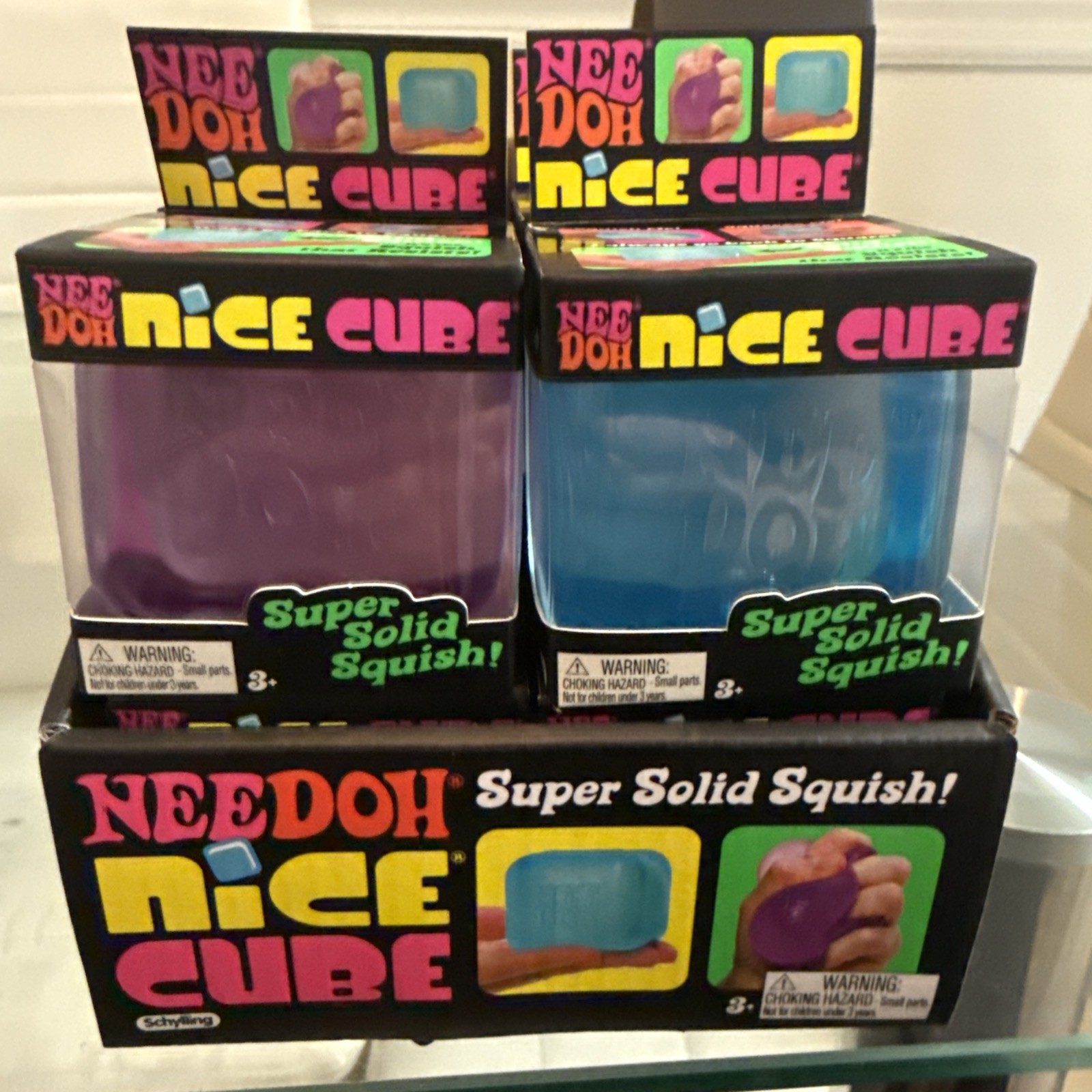 Lot Of 12! Full Cases NeeDoh ice Cube With Display Box 3 Colors ICE Nee Doh