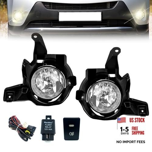 Fog Lights Compatible With 2013 2014 2015 RAV4 Front Bumper 13-15 RAV4 Halogen