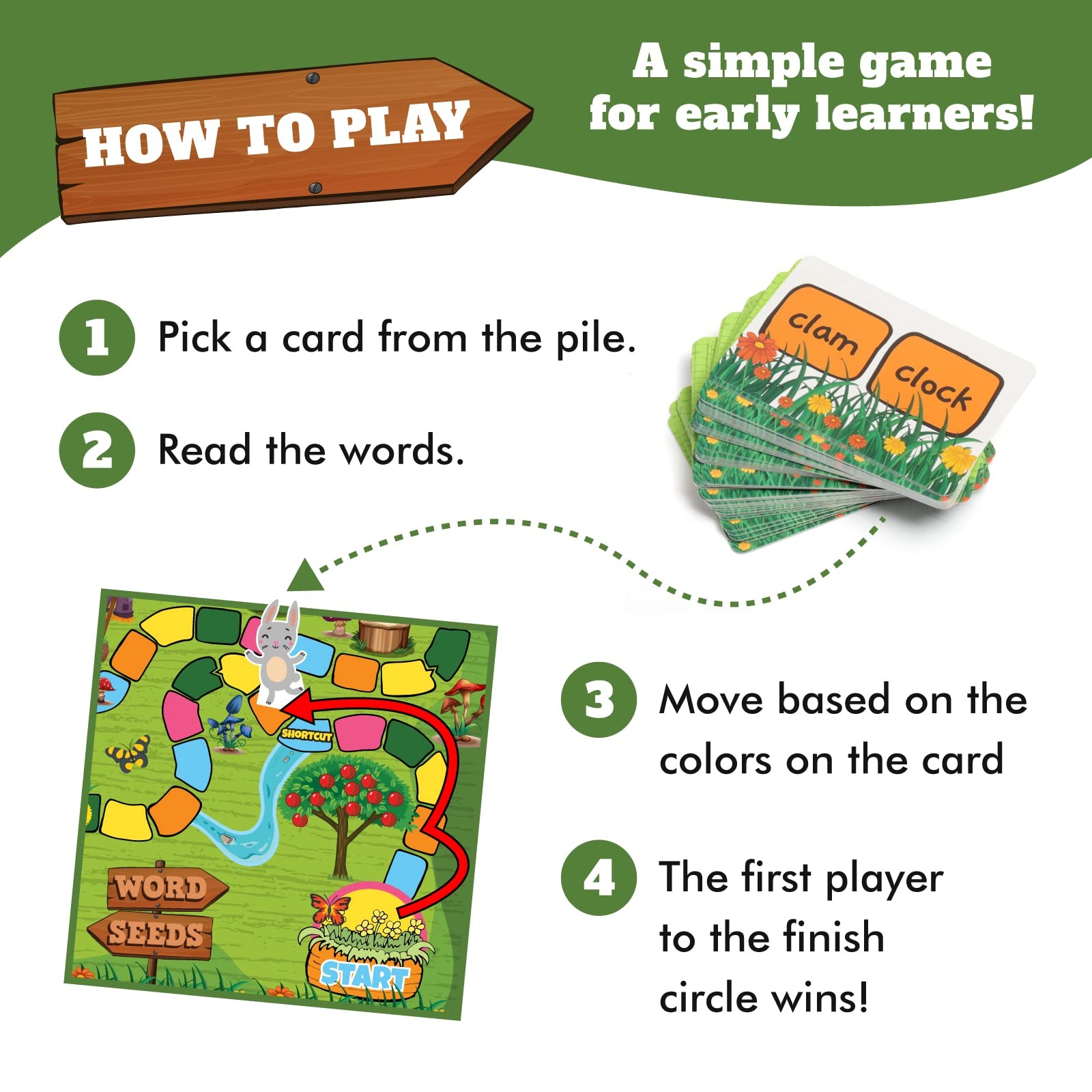 Word Seeds Phonics Game – Fun Reading & Board Games for Ages 4-8, Learn to Re…