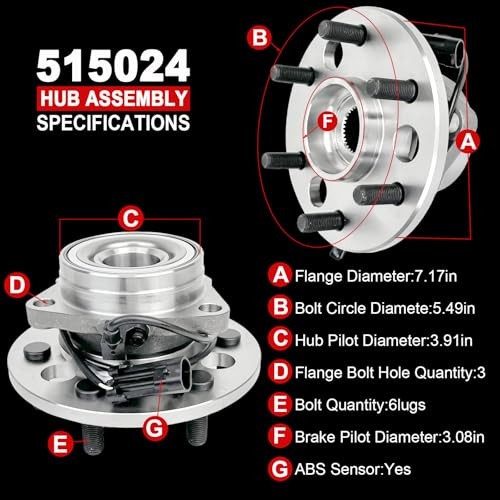 Pair 515024 Front Wheel Bearing Hub Assembly Compatible with Cadillac Escalade