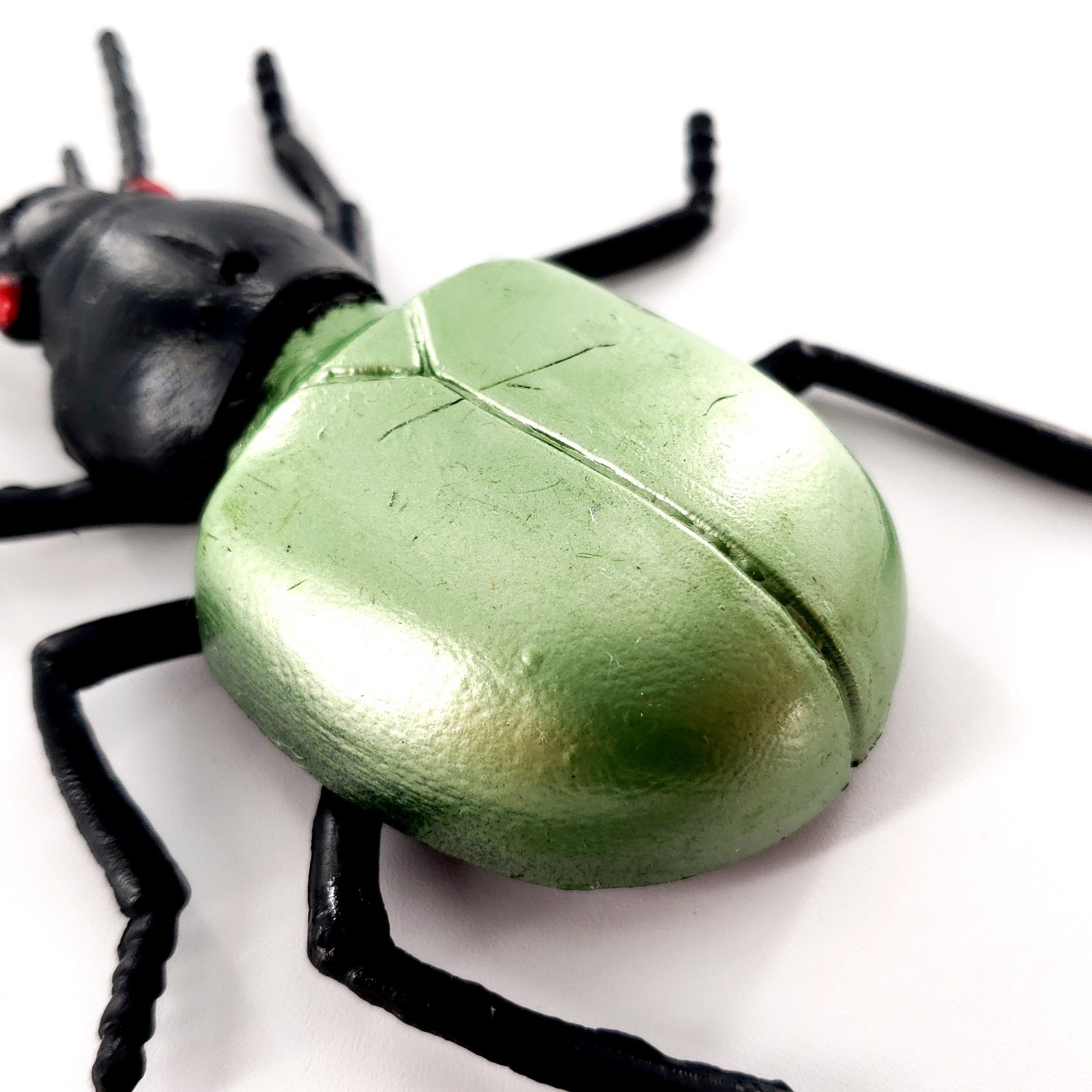 Vintage 1979 Green Rubber Plastic Beetle Insect Bug Toy Figure
