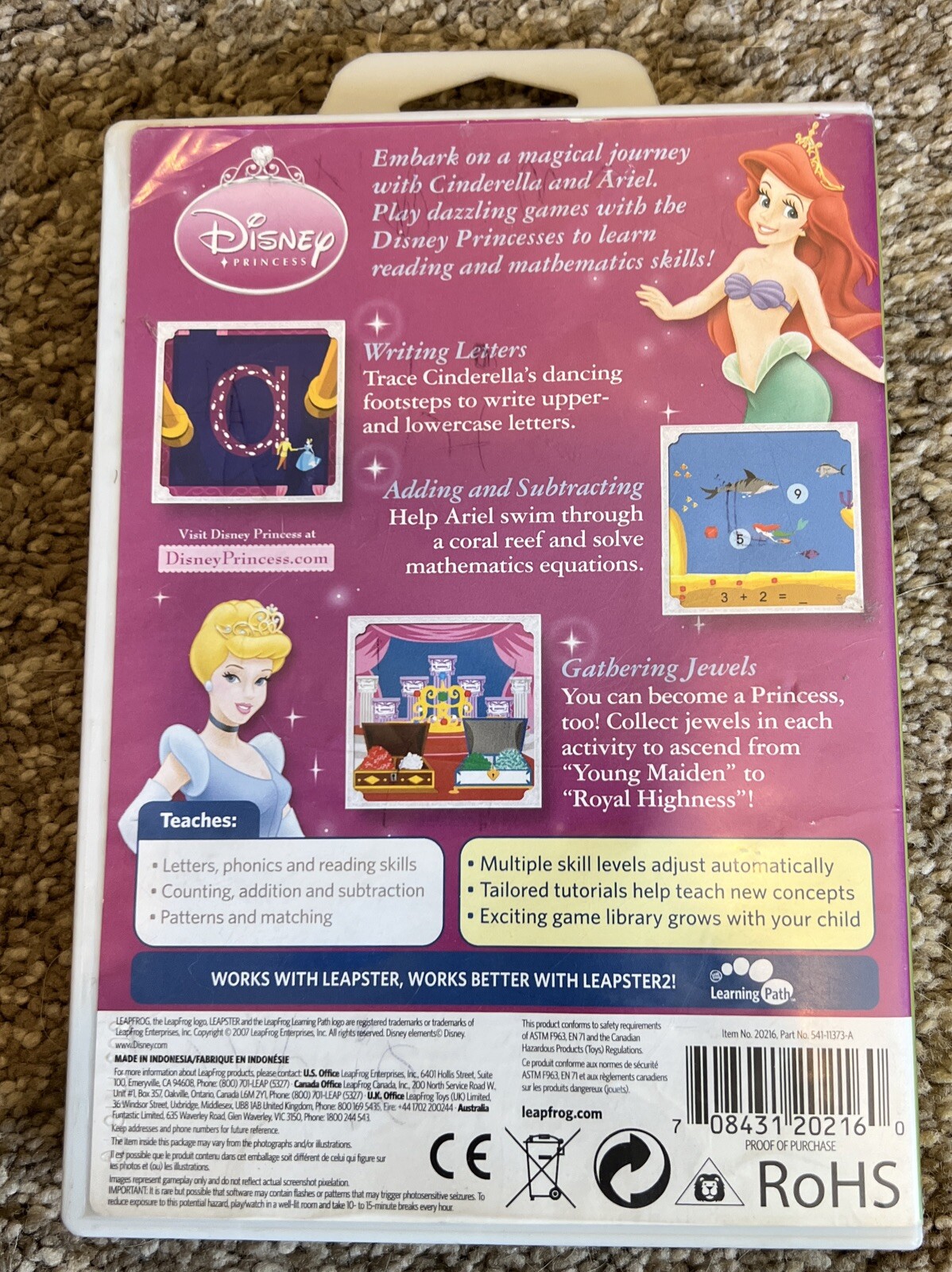 Disney Princess Leapster 2 Leap Frog 4-6 Years Pre-K-K Enchanted Learning Manual