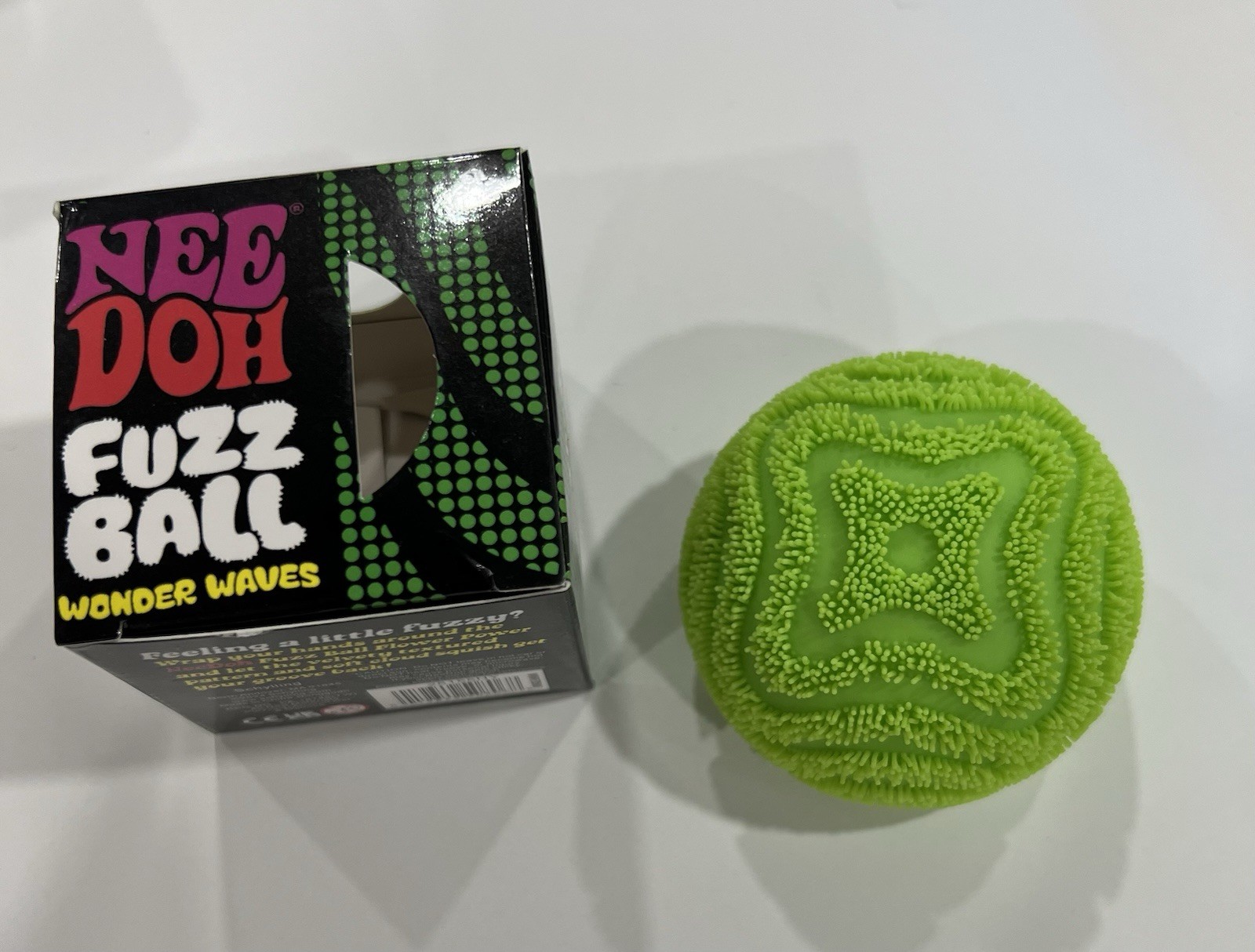 NeeDoh Fuzz Ball Wonder Waves Green Sensory Toy with Velvet Texture Schylling