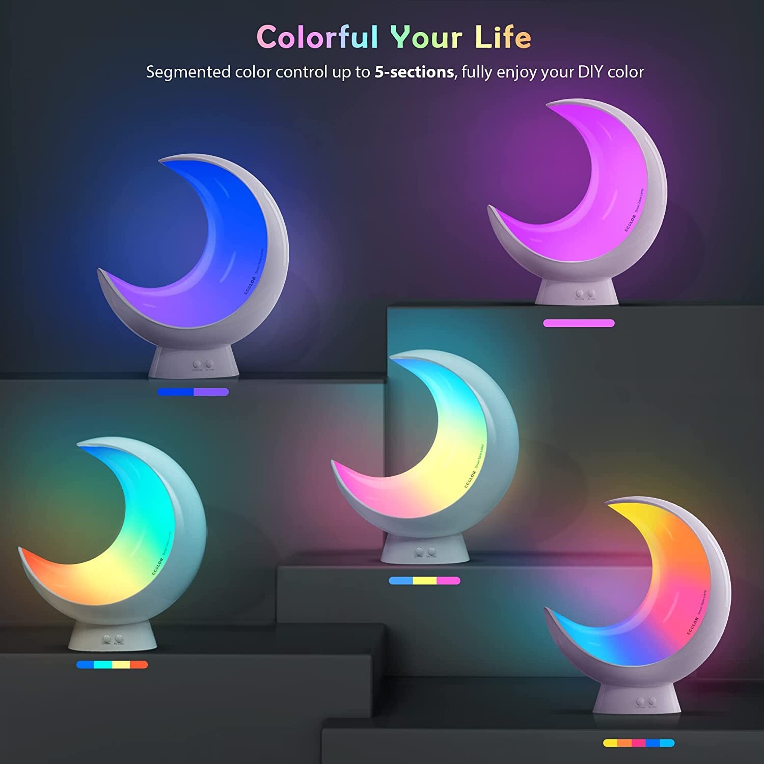 Ecolor LED Night Light – Smart Dimmable Moon Lamp, App Control for Bedroom