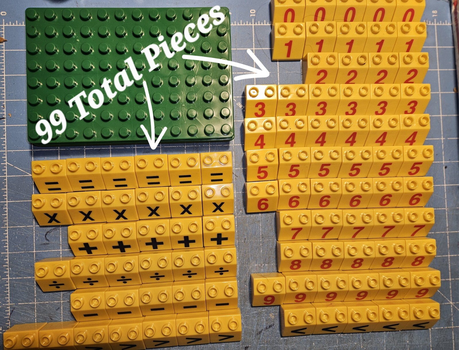 Numbers and Signs~ Educational Bricks~ NINETY~NINE~99~NINETY~NINE ~Pieces Total!