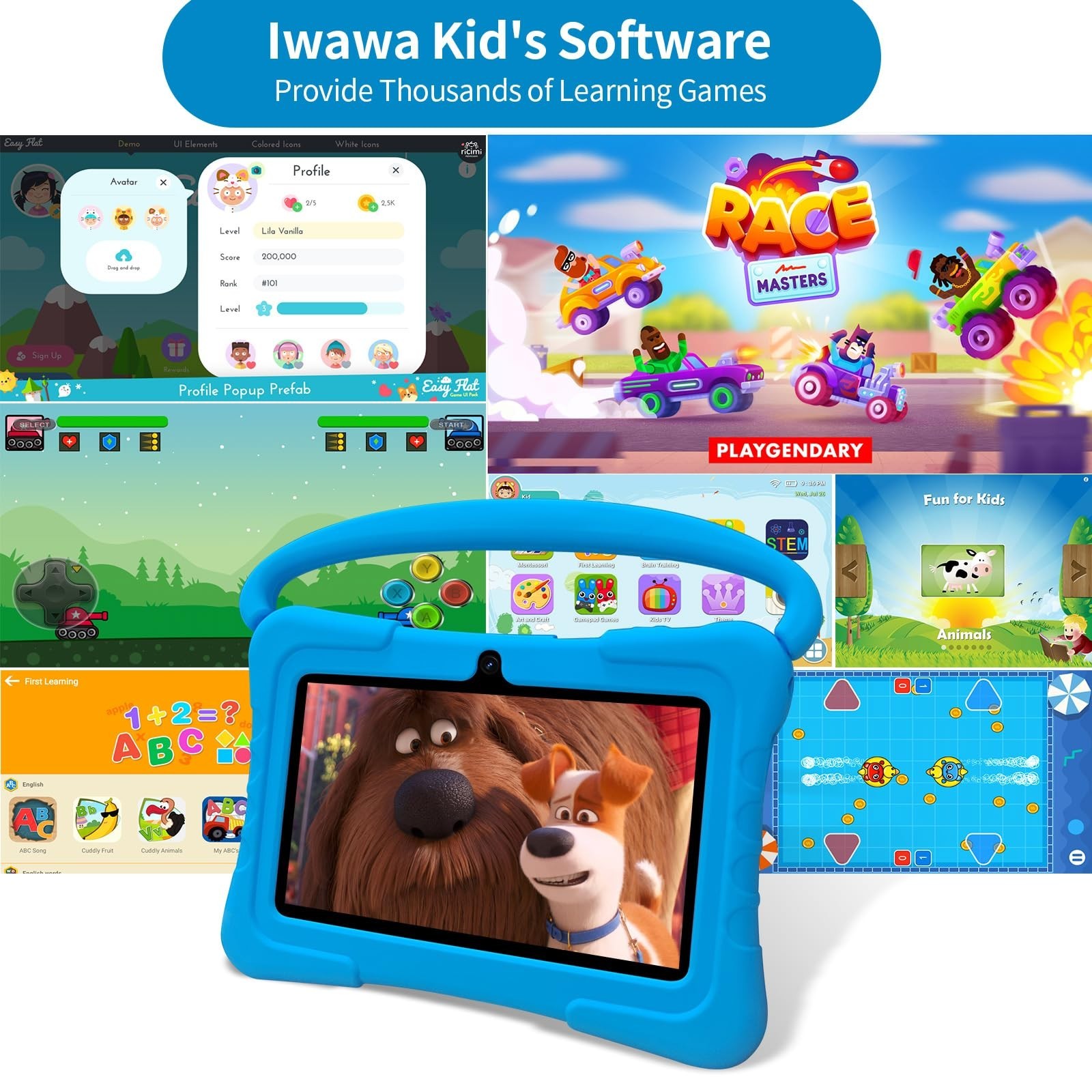 Kids Tablet Wintouch 2GB RAM 32GB ROM Android 11 Learning Education Blue Pink