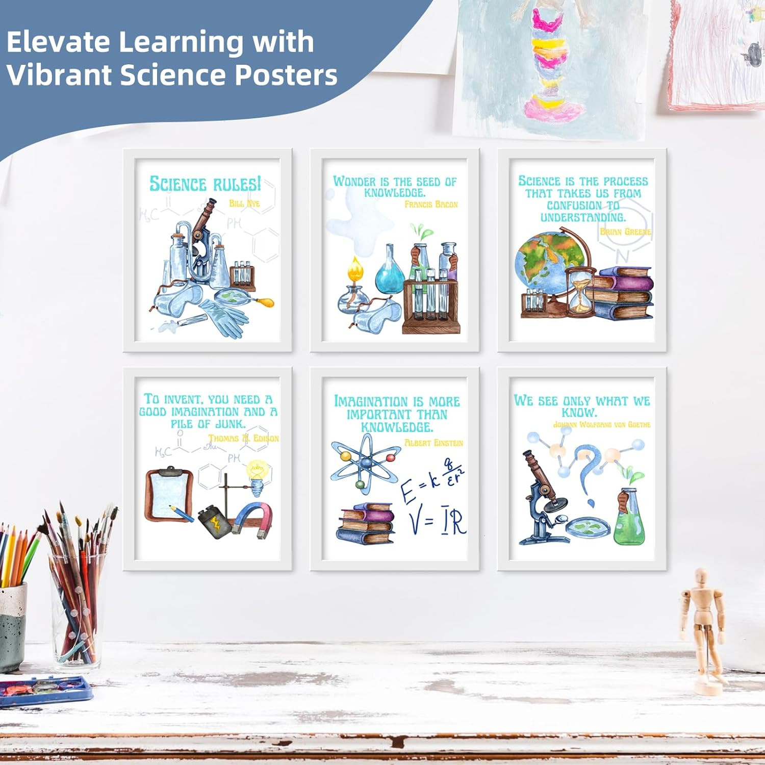 6 Science Posters for Classroom – Inspirational and Educational STEM Decor for E