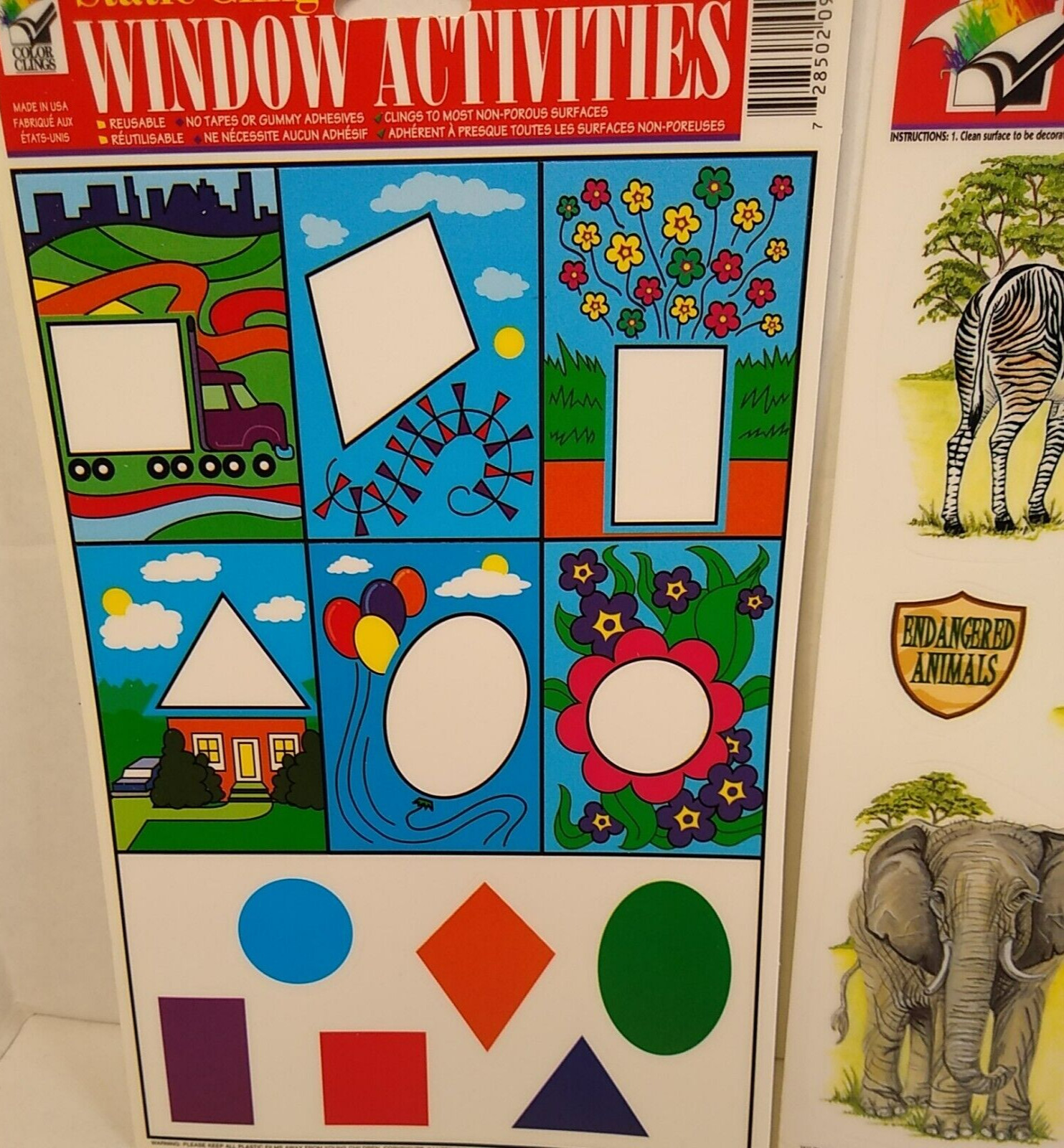 Animals & Shape Activities Window Clings Color Clings Sticker 1 sheet of each