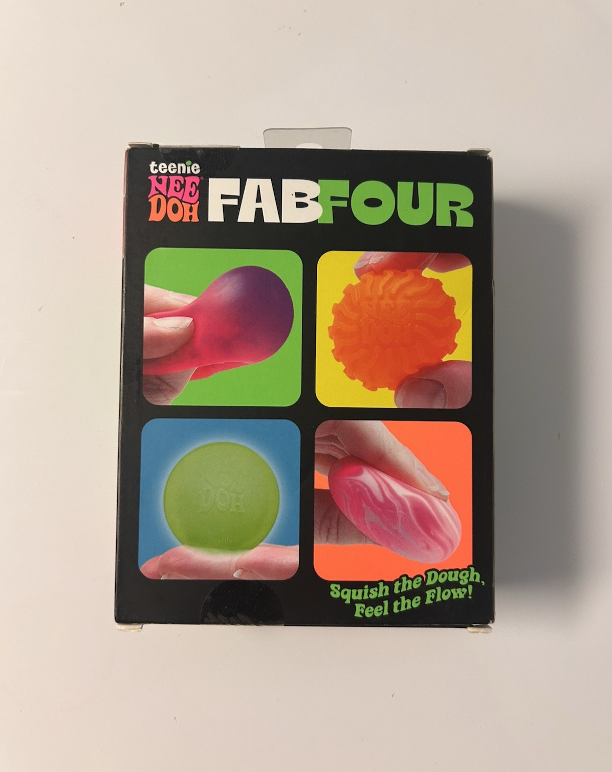 NeeDoh Teenie Fab Four 4-Pack – Color Change, Glow, Swirl, Ripples – NEW SEALED