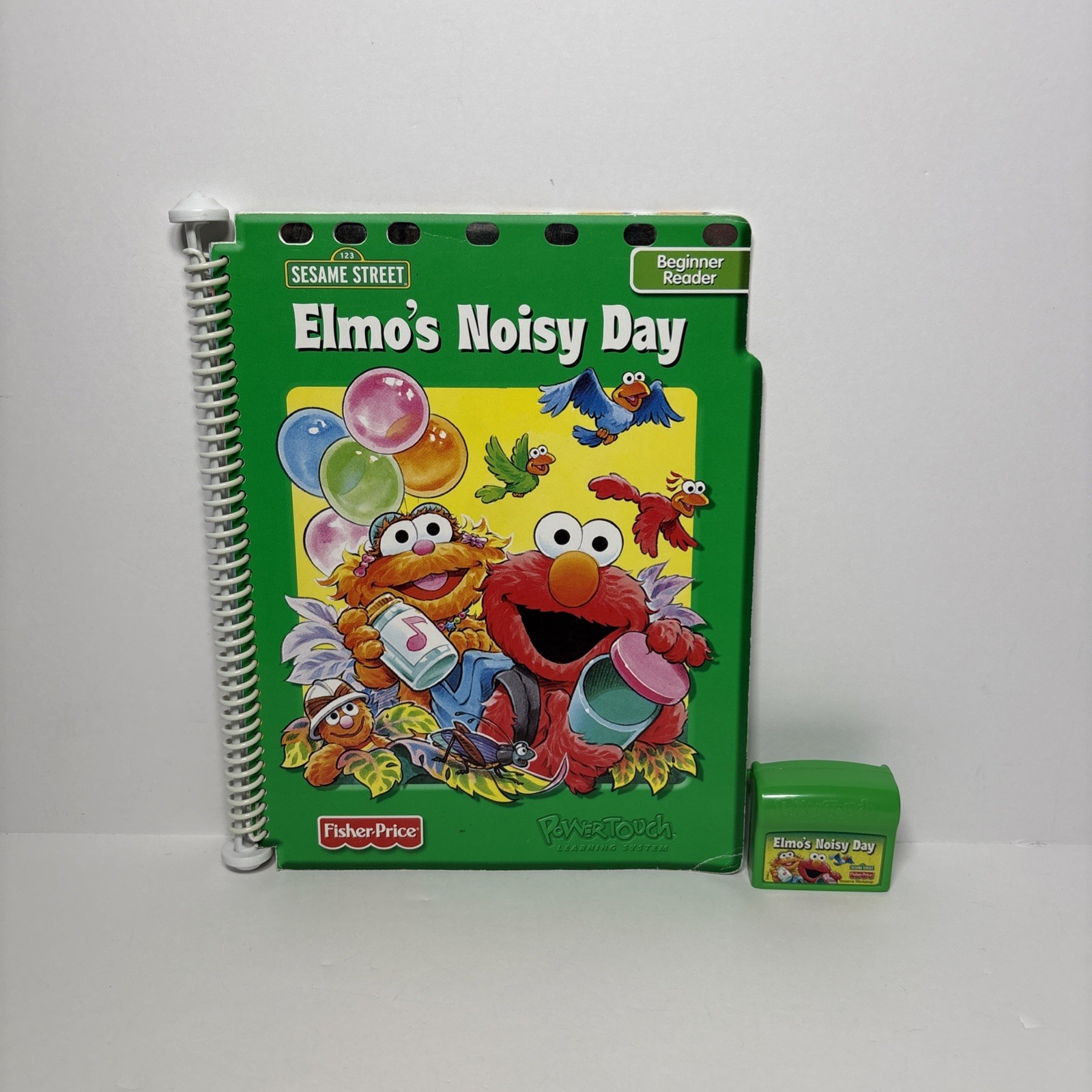 Fisher Price Sesame Street Elmo’s Noisy Day Power Touch Book & Cartridge WORKS!