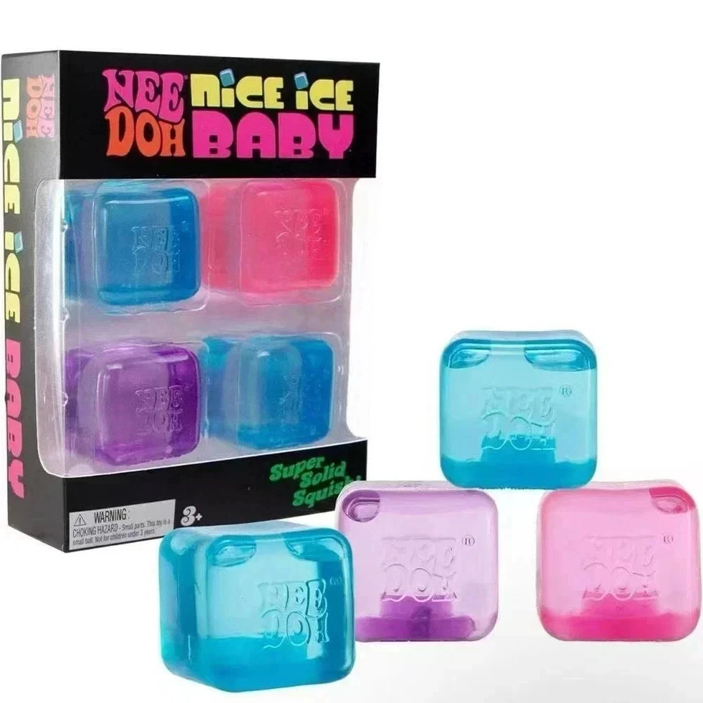 NeeDoh Nice Ice Baby 4-Pack Mini Cubes Squishy Stress Fidget Toy Authentic