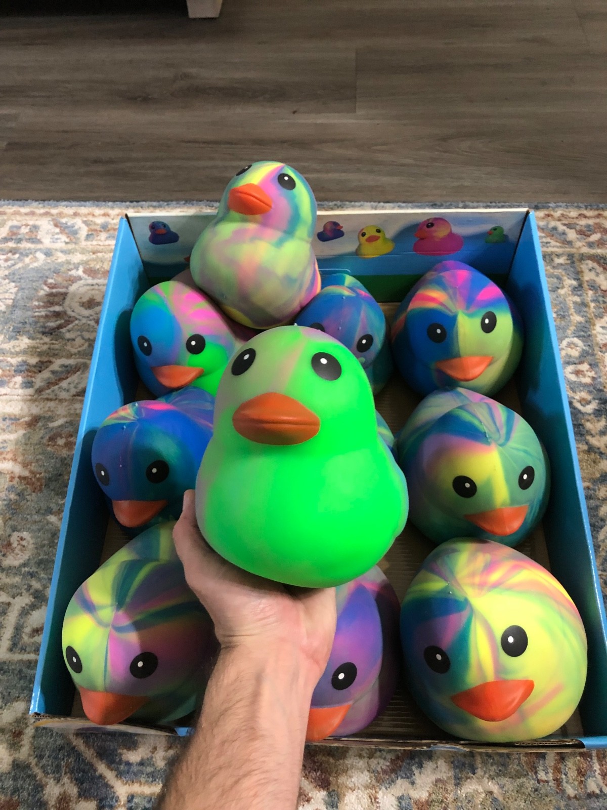 Viral Sunny Days Squeezy Tie Dye Rubber Duck Squishy Colorful Stress Relief Kids