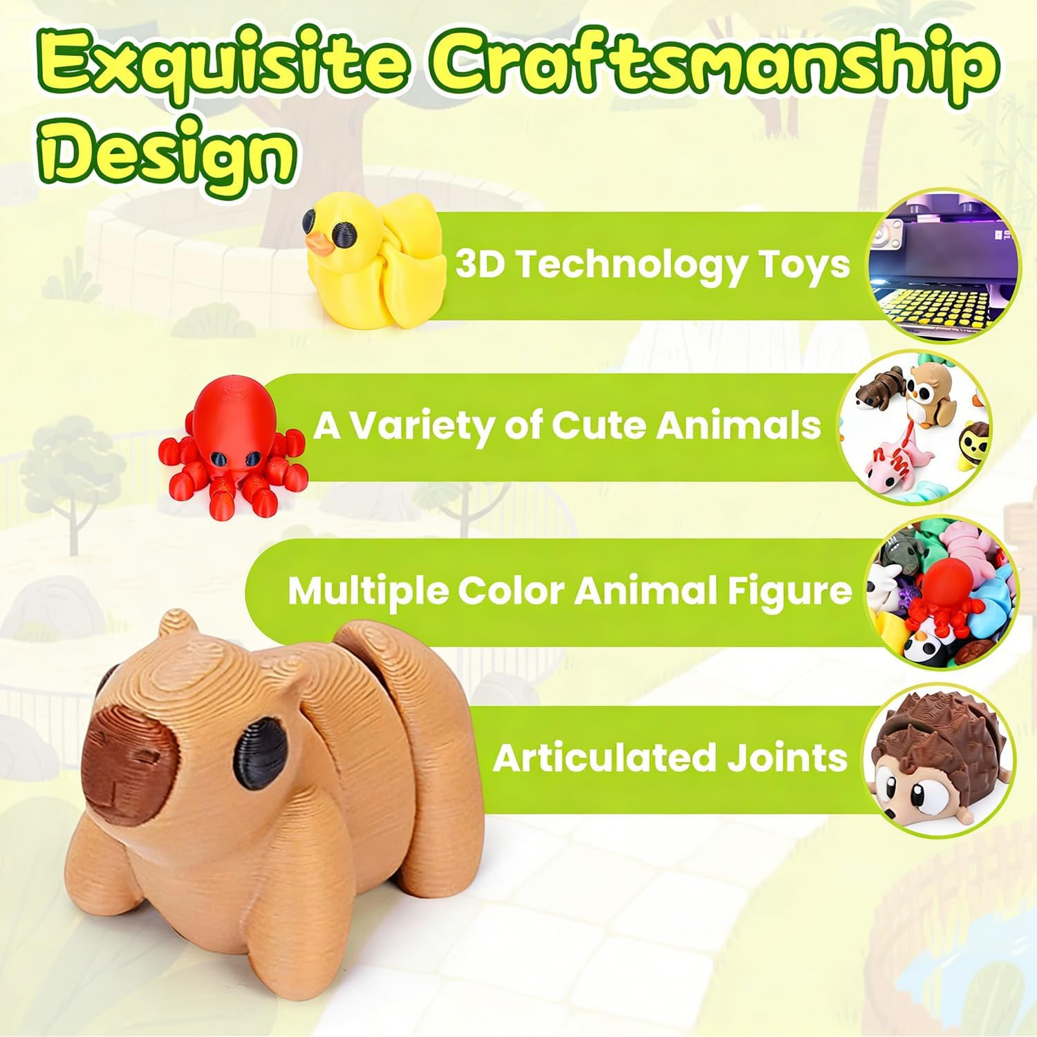 30PCS 3D Printed Animals Set, Mini 3D Printed Animals, Animal Figurines Exquisit