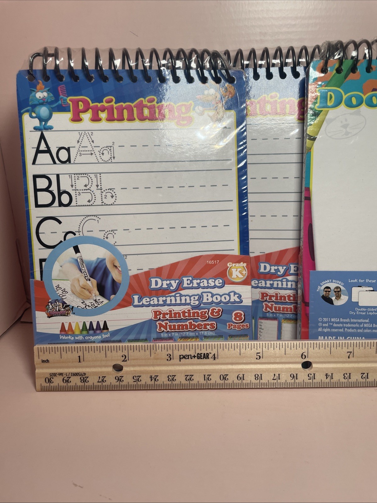 Home Schooling Lot Of 3 K Dry Erase Printing Numbers Learning Book-use Crayons