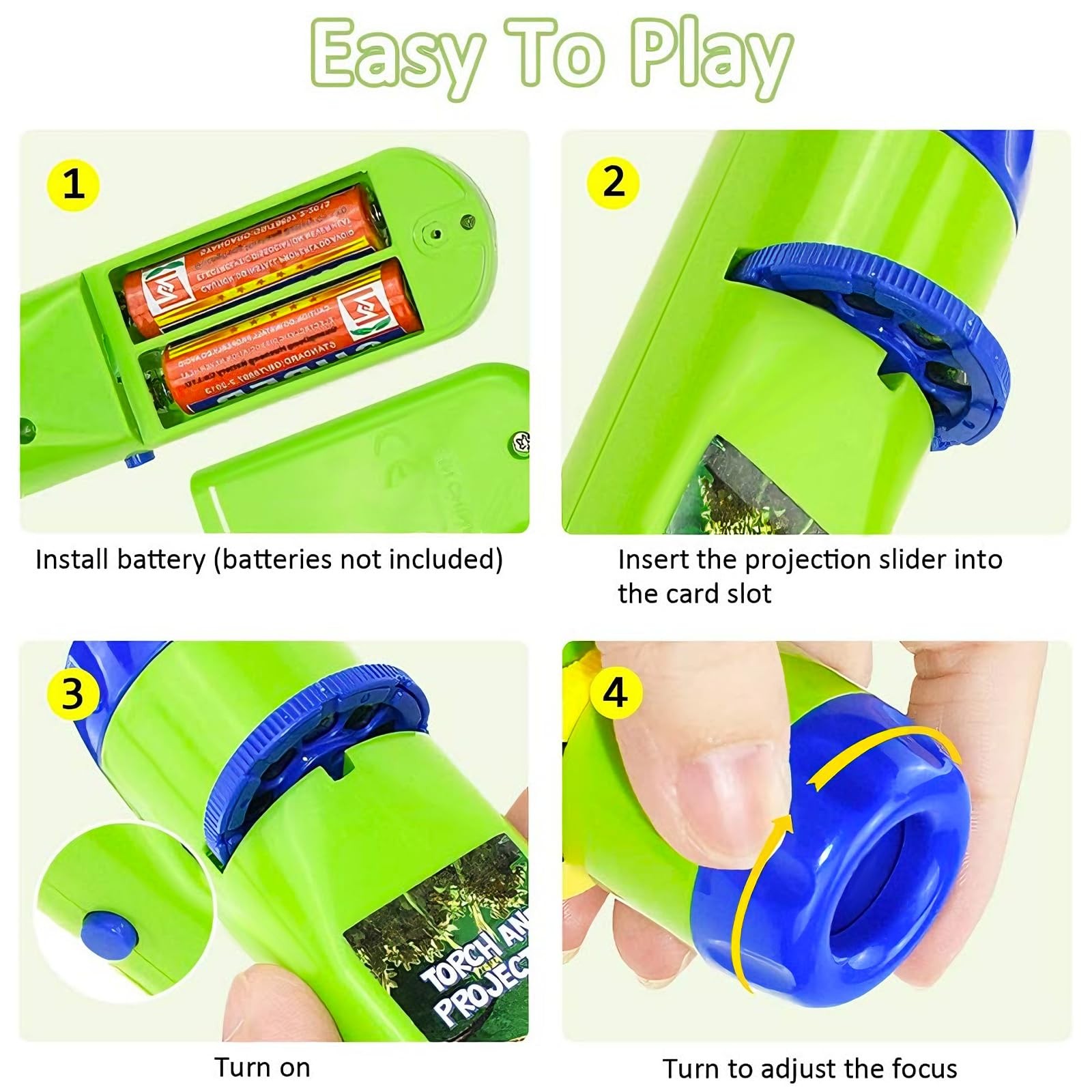 HahaGo Torch Projector Projection Lighting Story Torches Light Toy Slide Lamp E