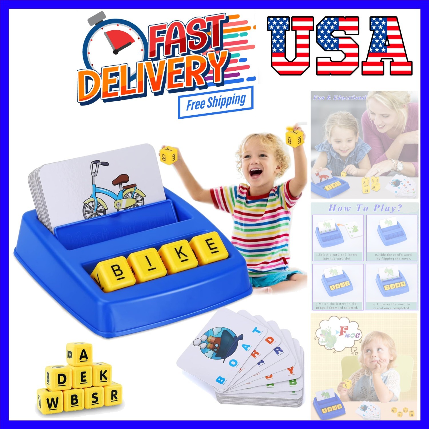 Matching Letter Spelling Games for Kids – Educational Learning Toys for 4 5 6…