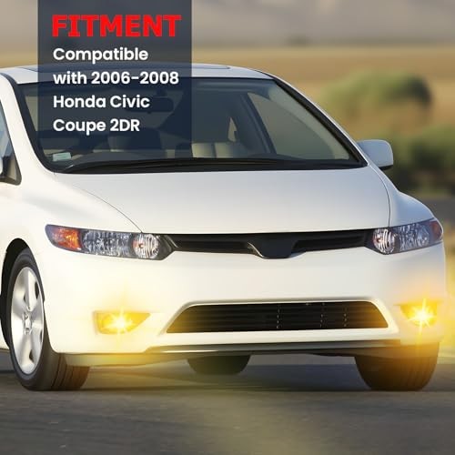 Fog Lights Compatible With 2006 2007 2008 Civic 2-Door Honda 2006-2008 CIVIC