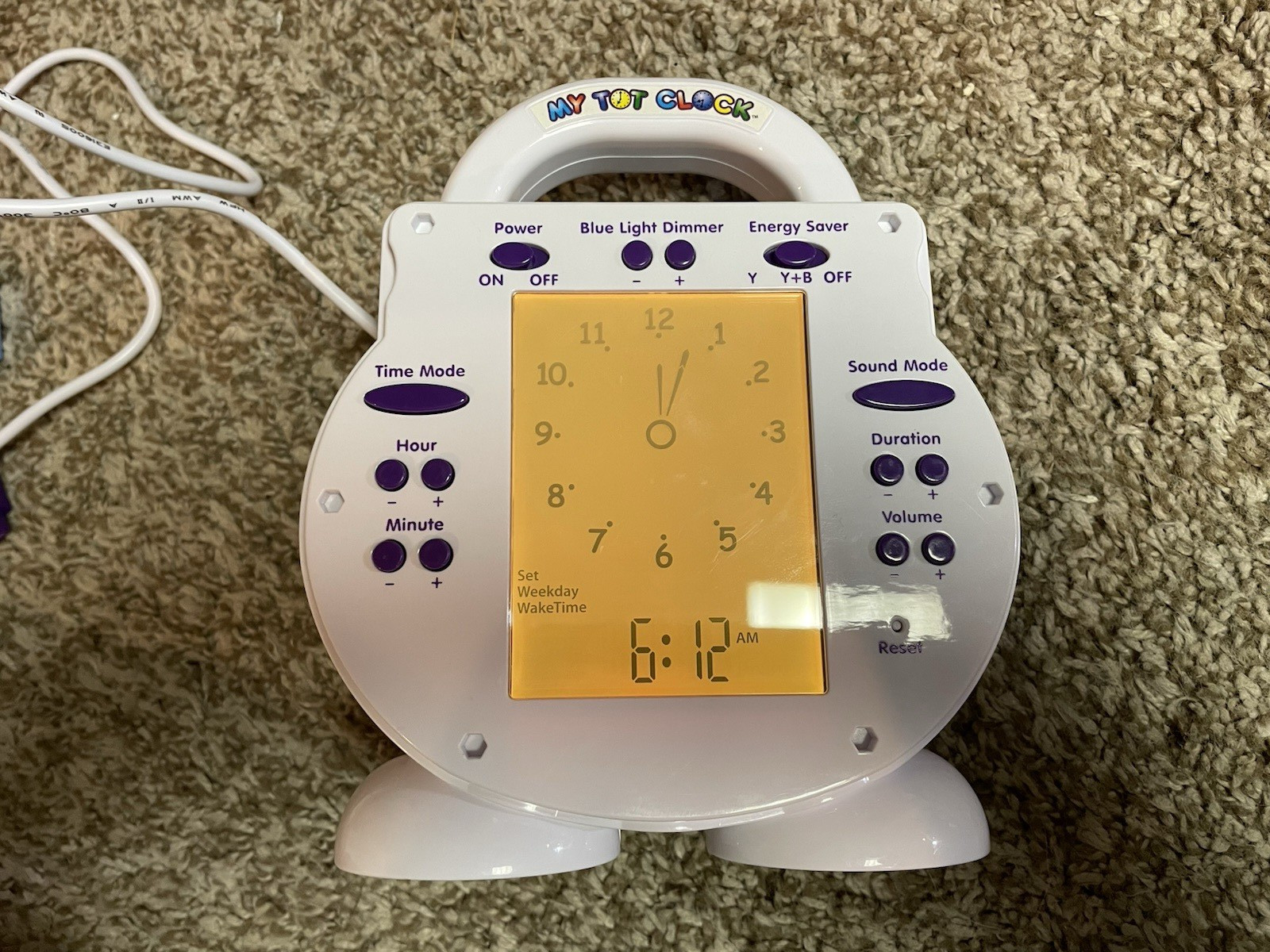 My Tot Clock Toddler Sleep Clock Alarm Light w/3 Cartridges AC Adapter Manual